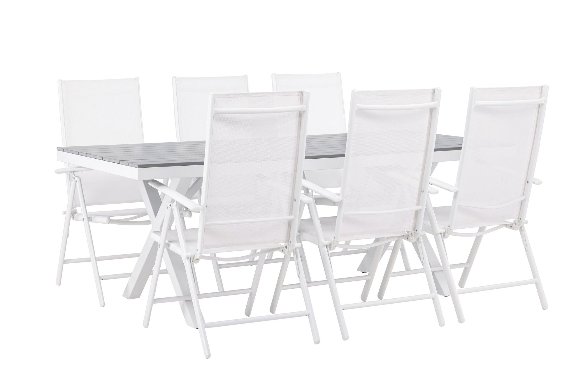 Venture Home Garcia Diningbord Alumnium - White / Light Grey Aintwood / Rectangular 100*200* +Break Diningchair Alumnium - White / Textilene _6