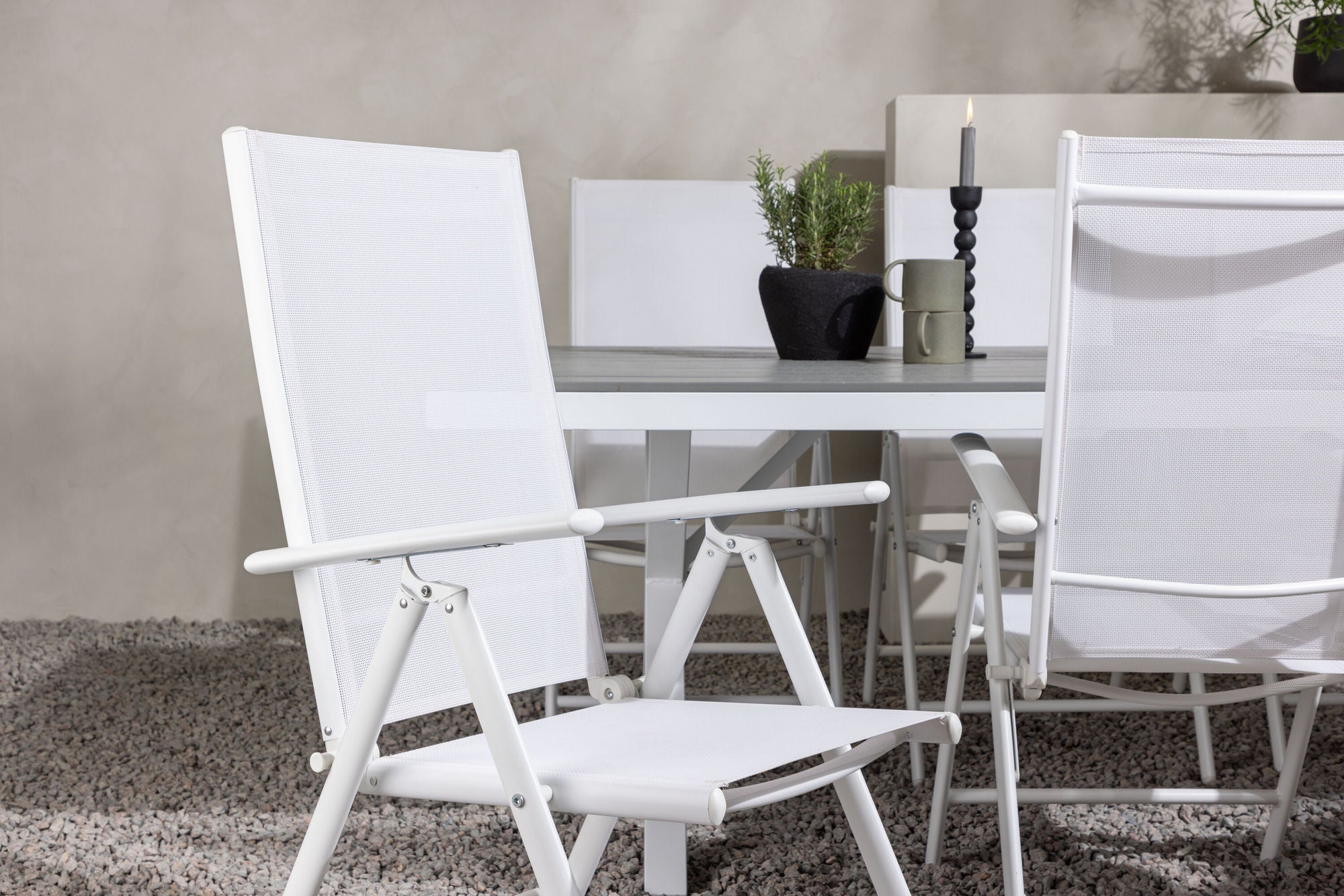 Venture Home Garcia Diningbord Alumnium - White / Light Grey Aintwood / Rectangular 100*200* +Break Diningchair Alumnium - White / Textilene _6
