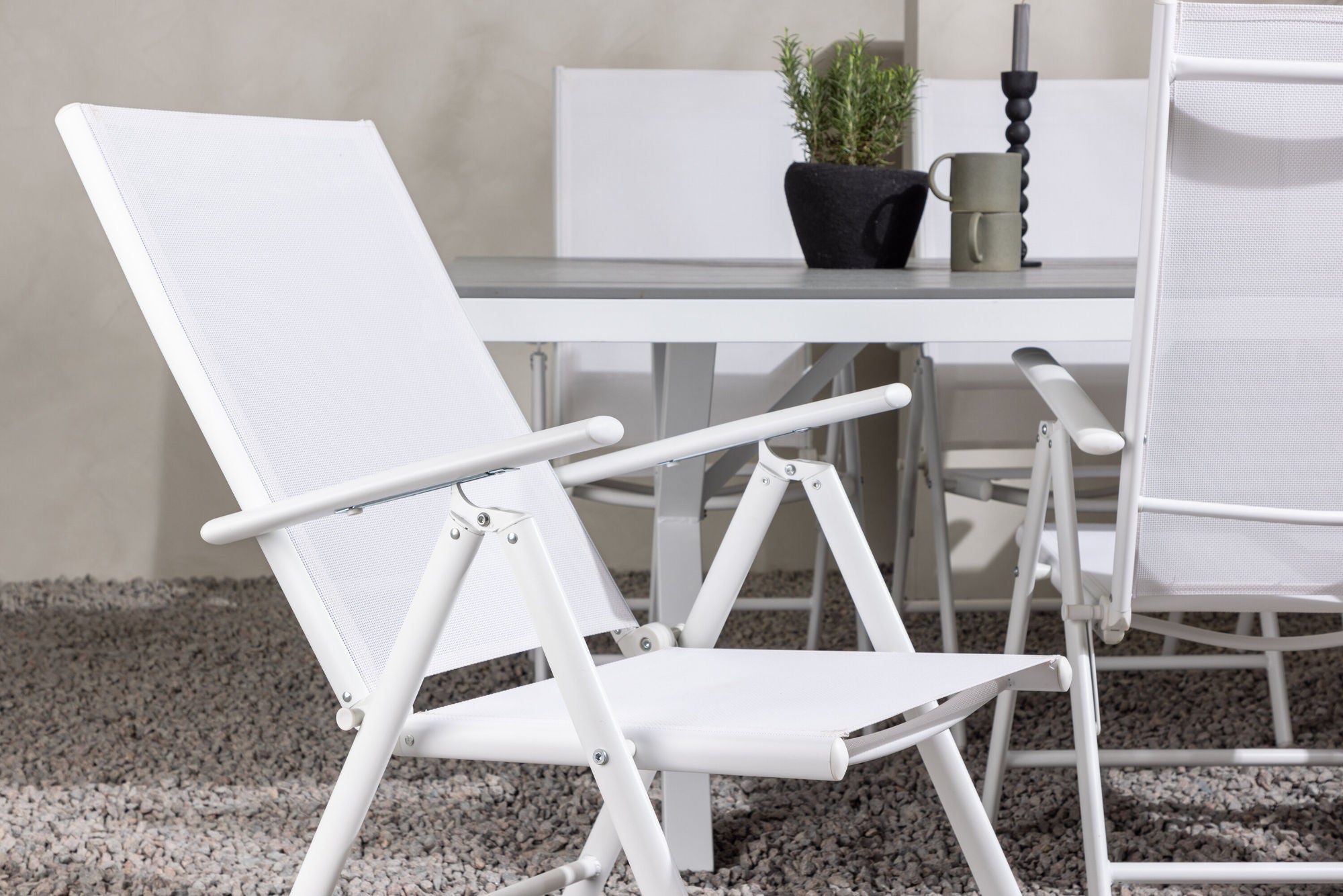 Venture Home Garcia Diningbord Alumnium - White / Light Grey Aintwood / Rectangular 100*200* +Break Diningchair Alumnium - White / Textilene _6