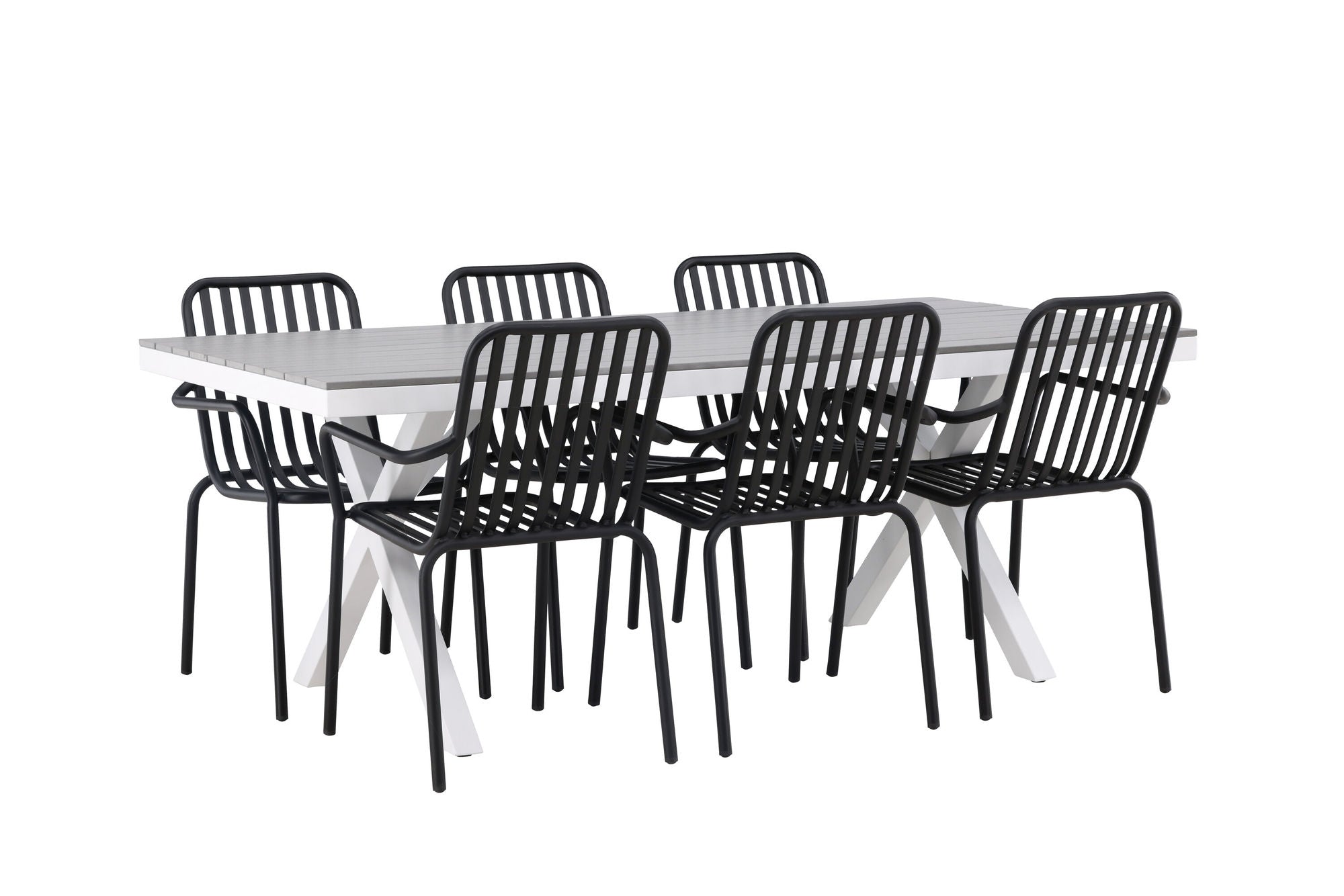 Venture Home Garcia Diningbord Alumnium - White / Light Grey Aintwood / Rectangular 100*200* +Peking Diningchair Aluminium - Black / _6