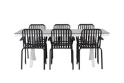Venture Home Garcia Diningbord Alumnium - White / Light Grey Aintwood / Rectangular 100*200* +Peking Diningchair Aluminium - Black / _6