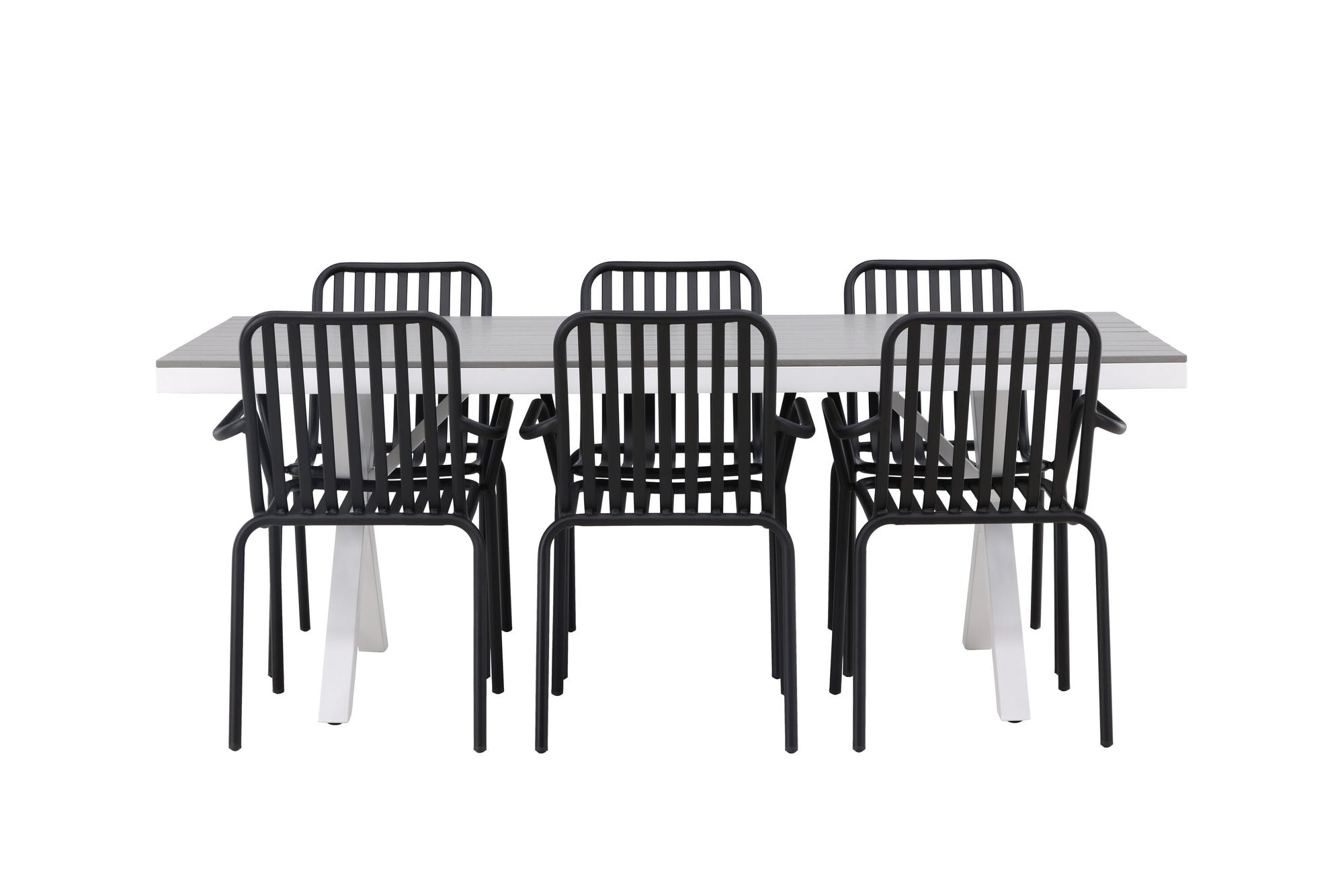 Venture Home Garcia Diningbord Alumnium - White / Light Grey Aintwood / Rectangular 100*200* +Peking Diningchair Aluminium - Black / _6