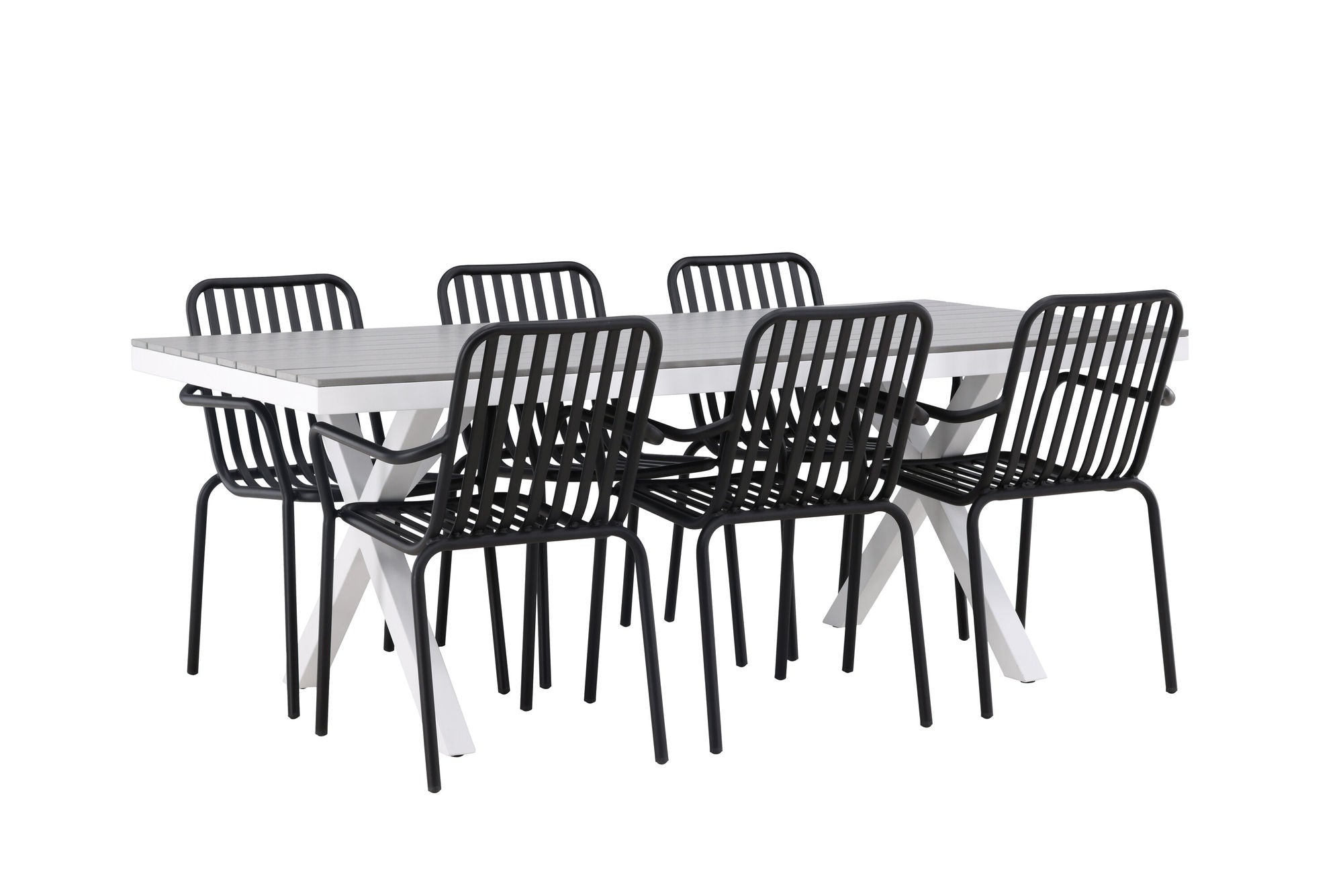 Venture Home Garcia Diningbord Alumnium - White / Light Grey Aintwood / Rectangular 100*200* +Peking Diningchair Aluminium - Black / _6