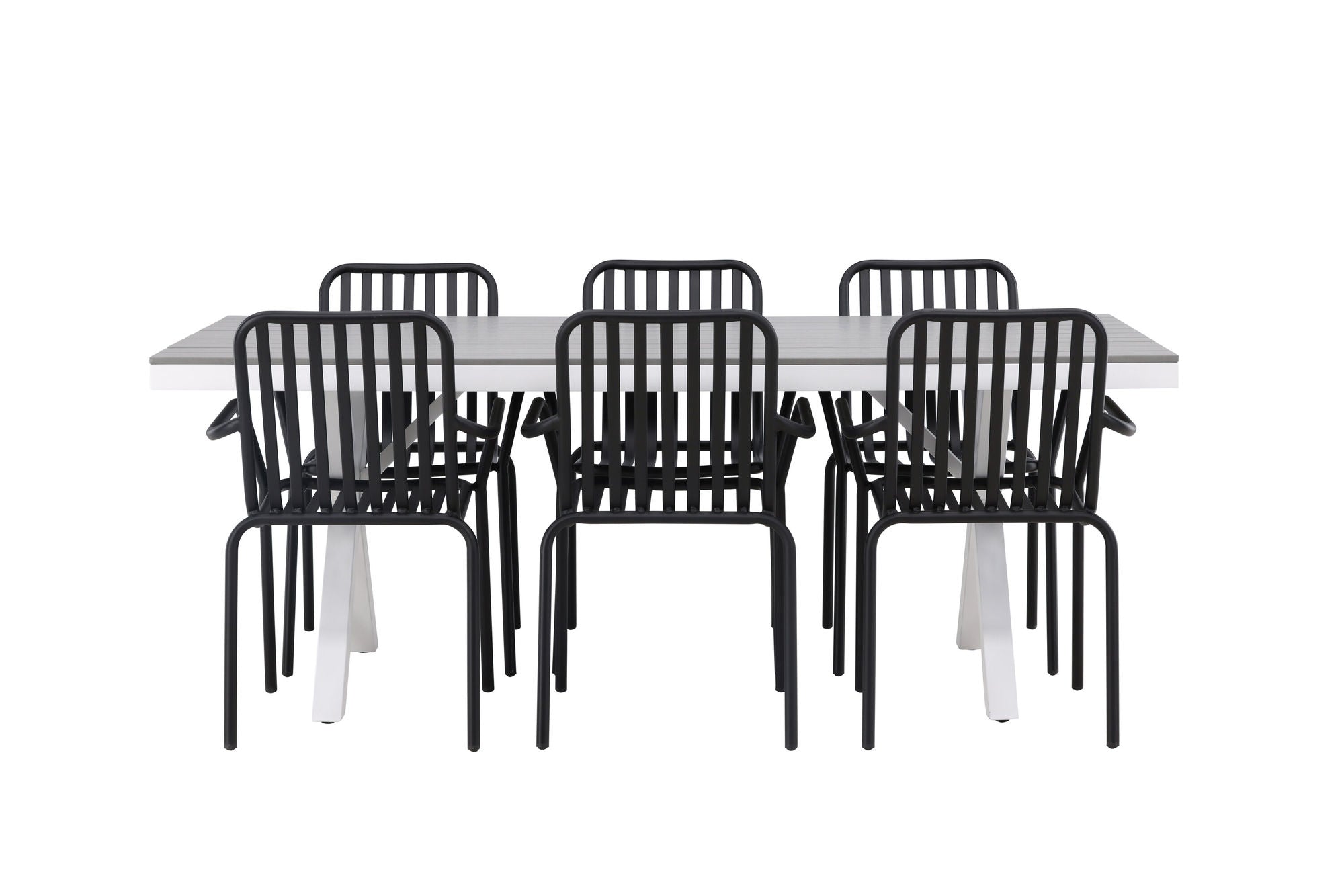 Venture Home Garcia Diningbord Alumnium - White / Light Grey Aintwood / Rectangular 100*200* +Peking Diningchair Aluminium - Black / _6