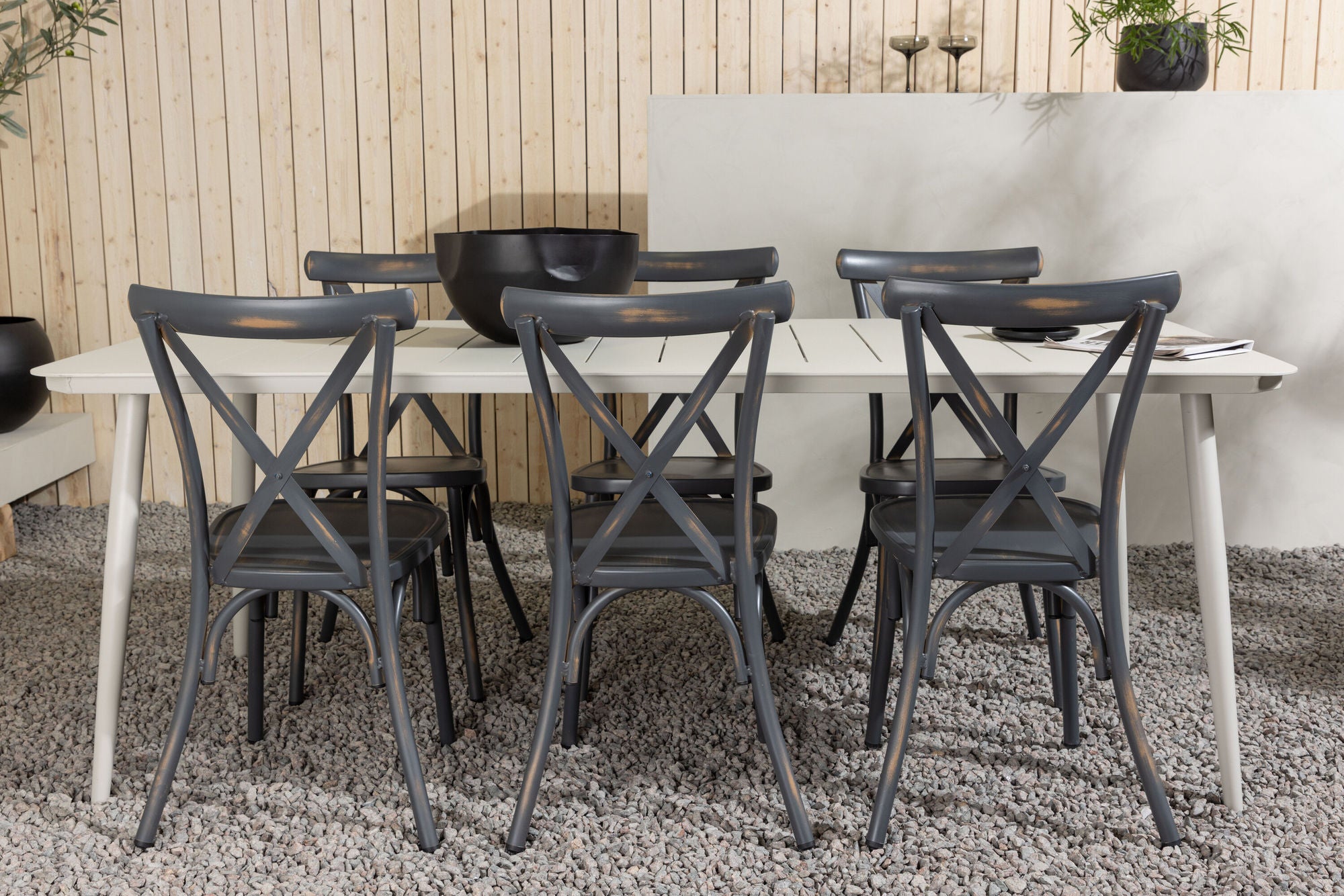 Venture Home Lina spisebord - Beige - 200*90 +Tablas Diningchair Aluminium - Black / _6