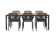 Venture Home Break Diningbord Alumnium - Black / Nature Rectangular 90*200* +Peking Diningchair Aluminium - Black / _6