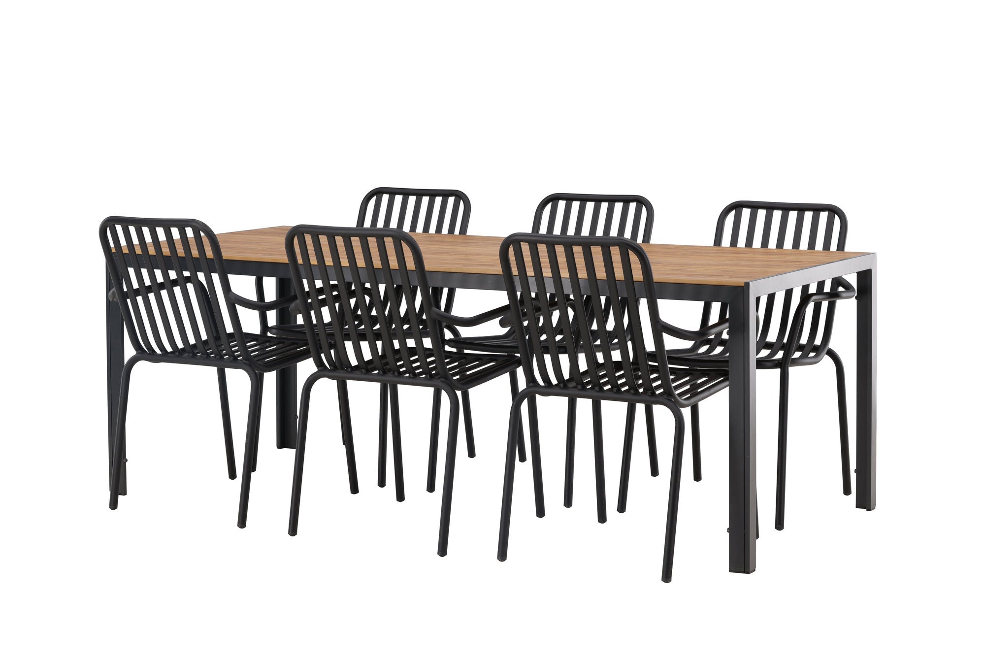 Venture Home Break Diningbord Alumnium - Black / Nature Rectangular 90*200* +Peking Diningchair Aluminium - Black / _6