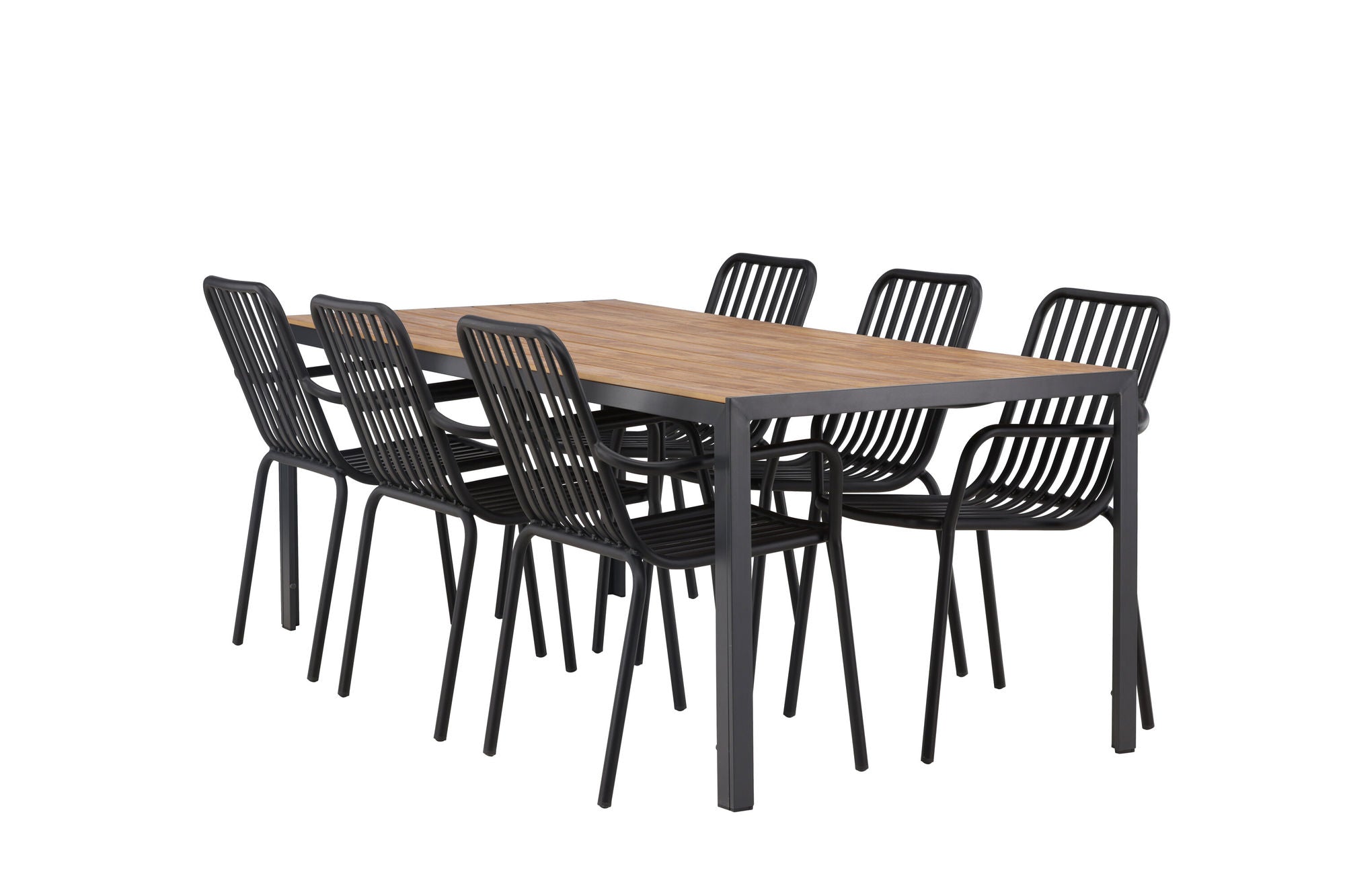 Venture Home Break Diningbord Alumnium - Black / Nature Rectangular 90*200* +Peking Diningchair Aluminium - Black / _6