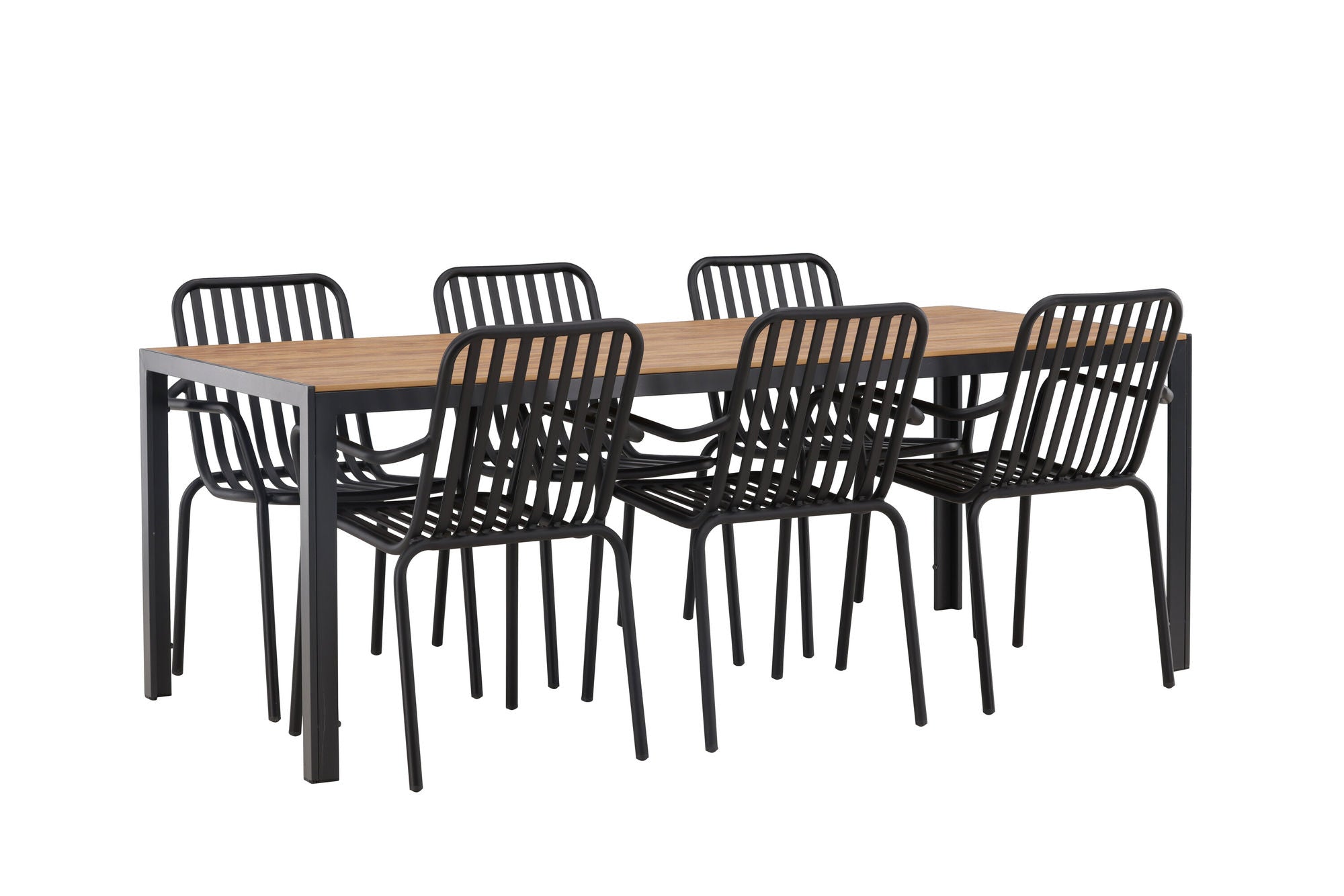 Venture Home Break Diningbord Alumnium - Black / Nature Rectangular 90*200* +Peking Diningchair Aluminium - Black / _6