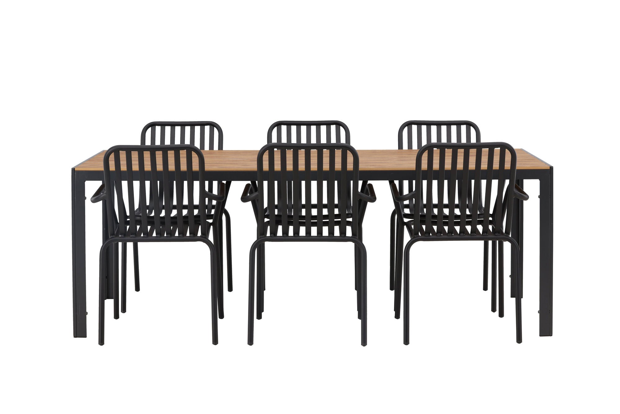 Venture Home Break Diningbord Alumnium - Black / Nature Rectangular 90*200* +Peking Diningchair Aluminium - Black / _6