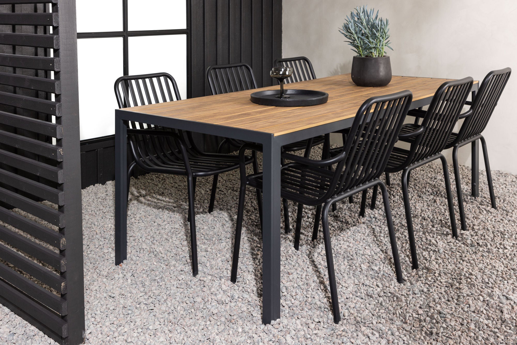 Venture Home Break Diningbord Alumnium - Black / Nature Rectangular 90*200* +Peking Diningchair Aluminium - Black / _6