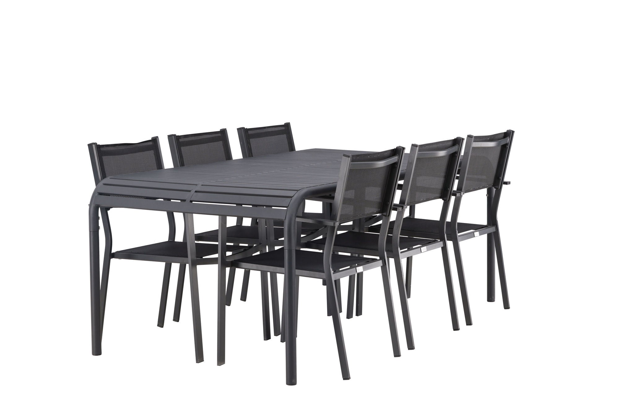 Venture Home Borneo Diningbord Aluminium - Black / Rectangular 100*200* +Copacabana Stacking stol - Black/Black - Ersätter 4131-408 _6