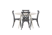 Venture Home Lina spisebord - Beige - rund 120 cm +Tablas Diningchair Aluminium - Black / _4