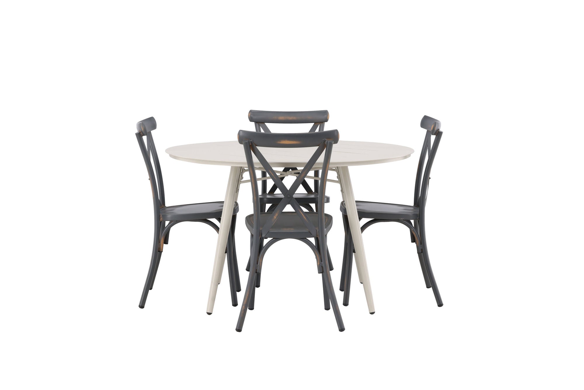 Venture Home Lina spisebord - Beige - rund 120 cm +Tablas Diningchair Aluminium - Black / _4