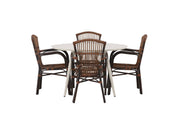Venture Home Lina spisebord - Beige - rund 120 cm +Galera Diningchair Aluminium - Brown / Wicker _4