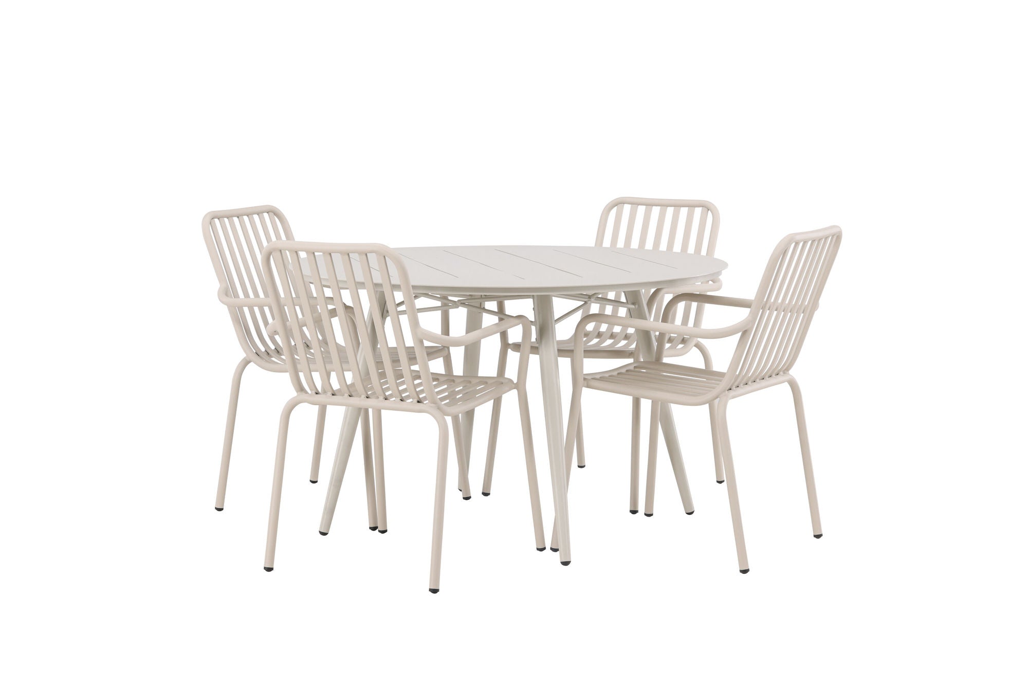 Venture Home Lina spisebord - Beige - rund 120 cm +Peking Diningchair Aluminium - Beige / _4