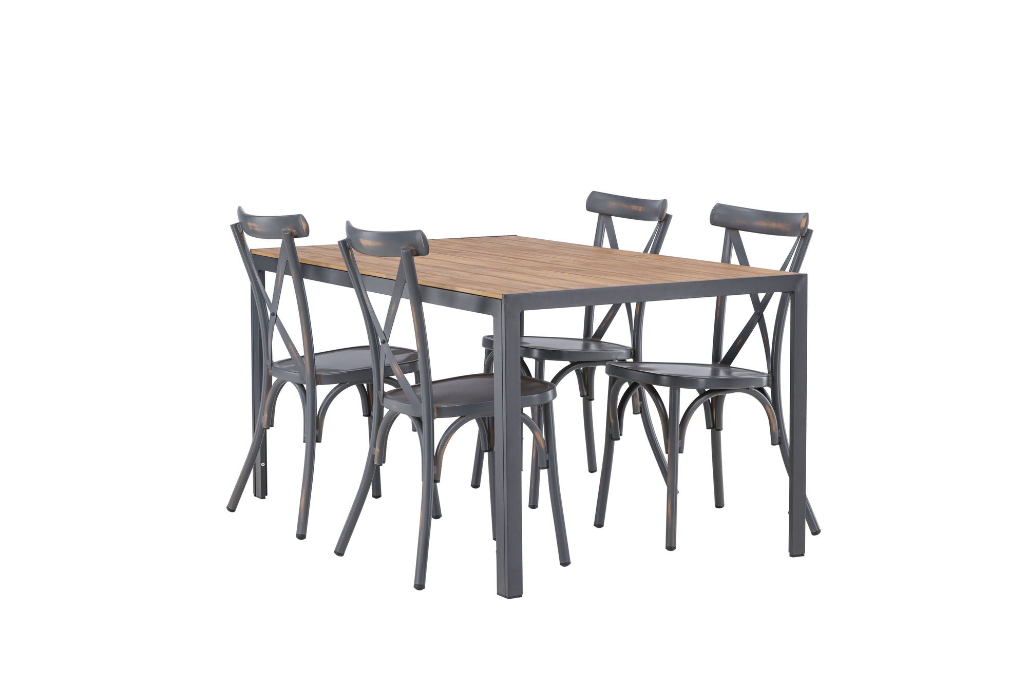 Venture Home Break Diningbord Alumnium - Black / Nature Rectangular 90*150* +Tablas Diningchair Aluminium - Black / _4
