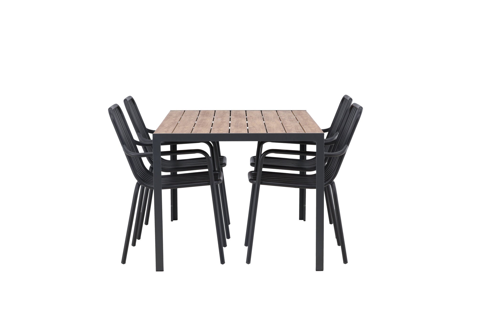 Venture Home Break Diningbord Alumnium - Black / Nature Rectangular 90*150* +Peking Diningchair Aluminium - Black / _4