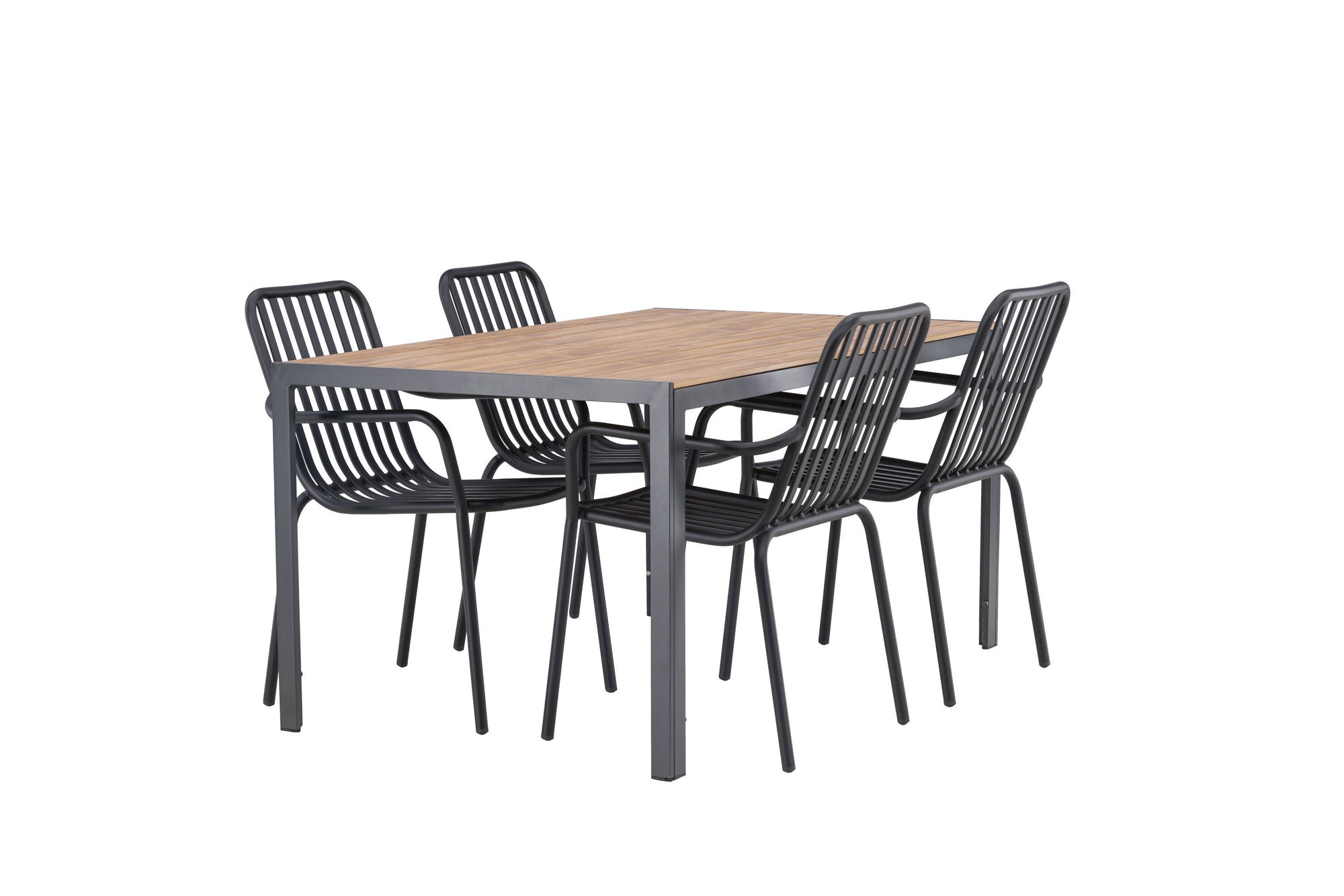 Venture Home Break Diningbord Alumnium - Black / Nature Rectangular 90*150* +Peking Diningchair Aluminium - Black / _4