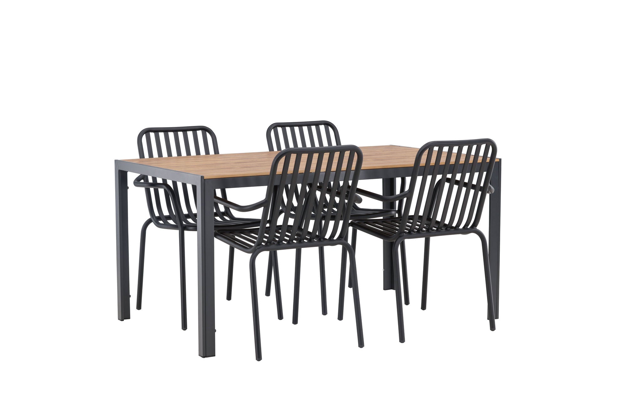 Venture Home Break Diningbord Alumnium - Black / Nature Rectangular 90*150* +Peking Diningchair Aluminium - Black / _4