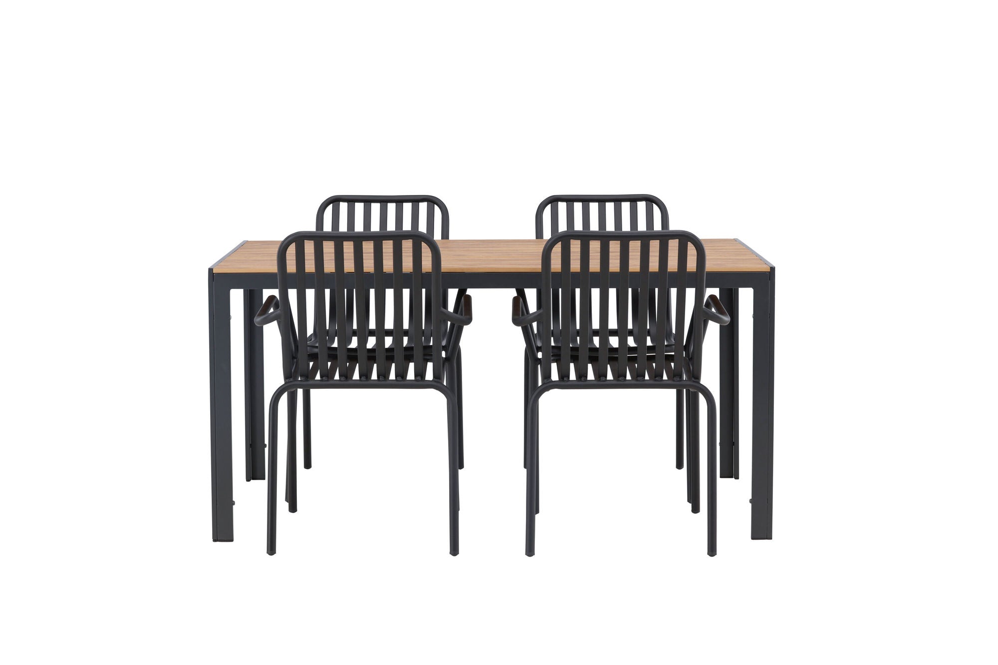 Venture Home Break Diningbord Alumnium - Black / Nature Rectangular 90*150* +Peking Diningchair Aluminium - Black / _4