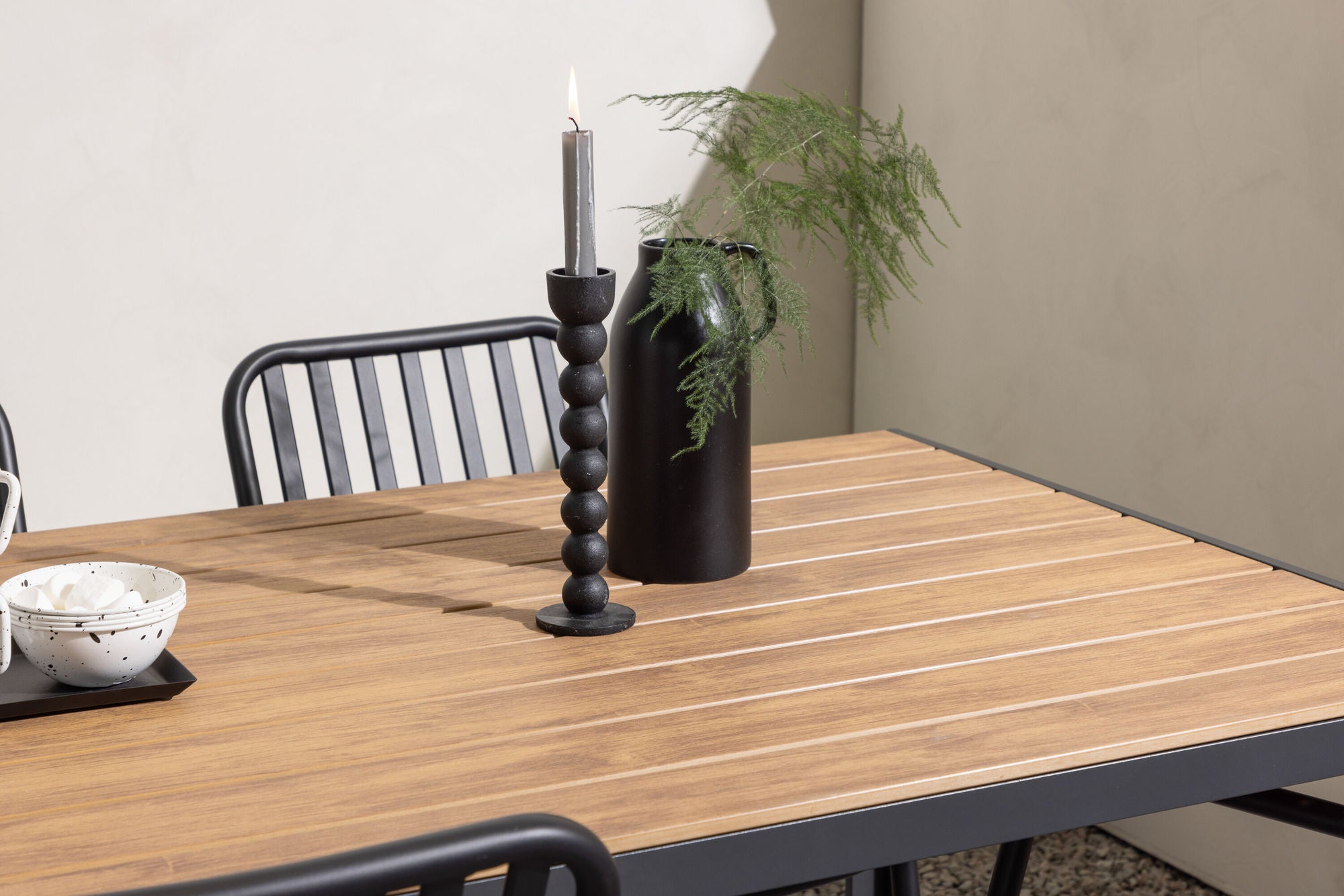 Venture Home Break Diningbord Alumnium - Black / Nature Rectangular 90*150* +Peking Diningchair Aluminium - Black / _4