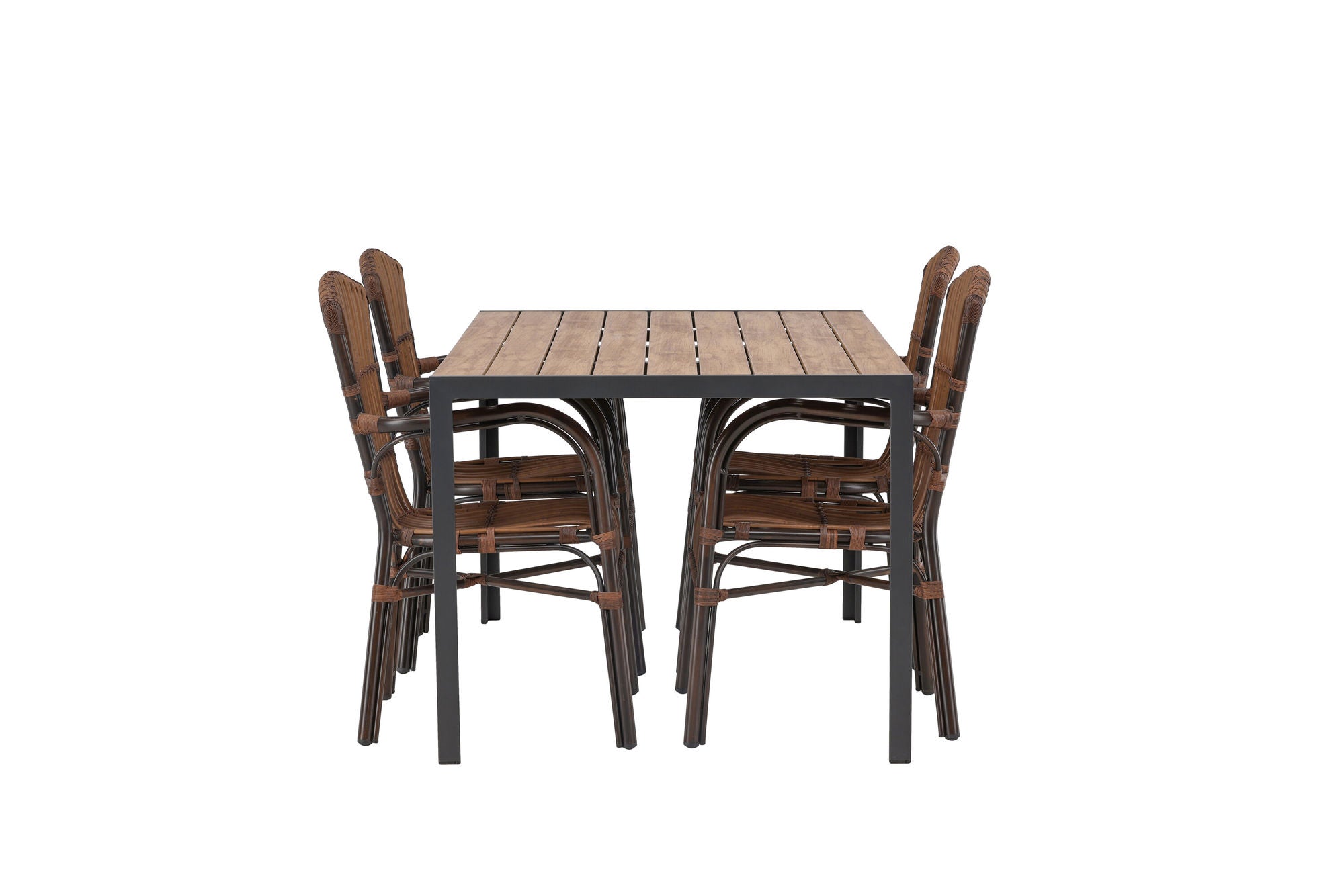 Venture Home Break Diningbord Alumnium - Black / Nature Rectangular 90*150* +Galera Diningchair Aluminium - Brown / Wicker _4
