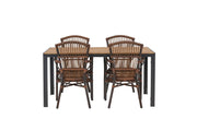 Venture Home Break Diningbord Alumnium - Black / Nature Rectangular 90*150* +Galera Diningchair Aluminium - Brown / Wicker _4