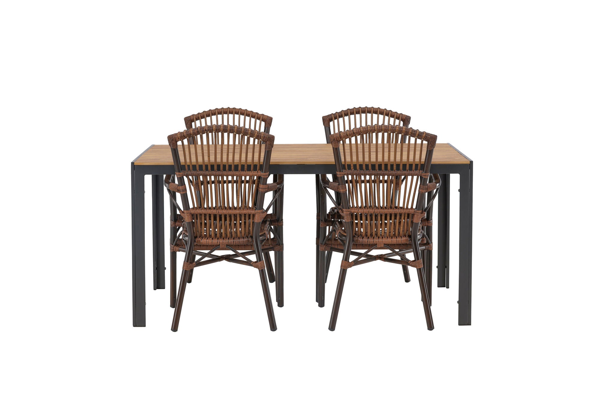 Venture Home Break Diningbord Alumnium - Black / Nature Rectangular 90*150* +Galera Diningchair Aluminium - Brown / Wicker _4