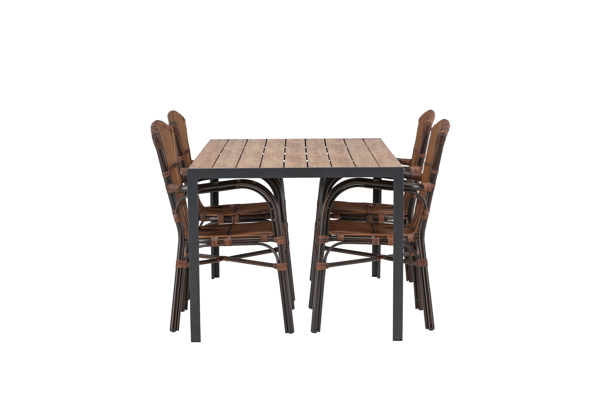 Venture Home Break Diningbord Alumnium - Black / Nature Rectangular 90*150* +Galera Diningchair Aluminium - Brown / Wicker _4