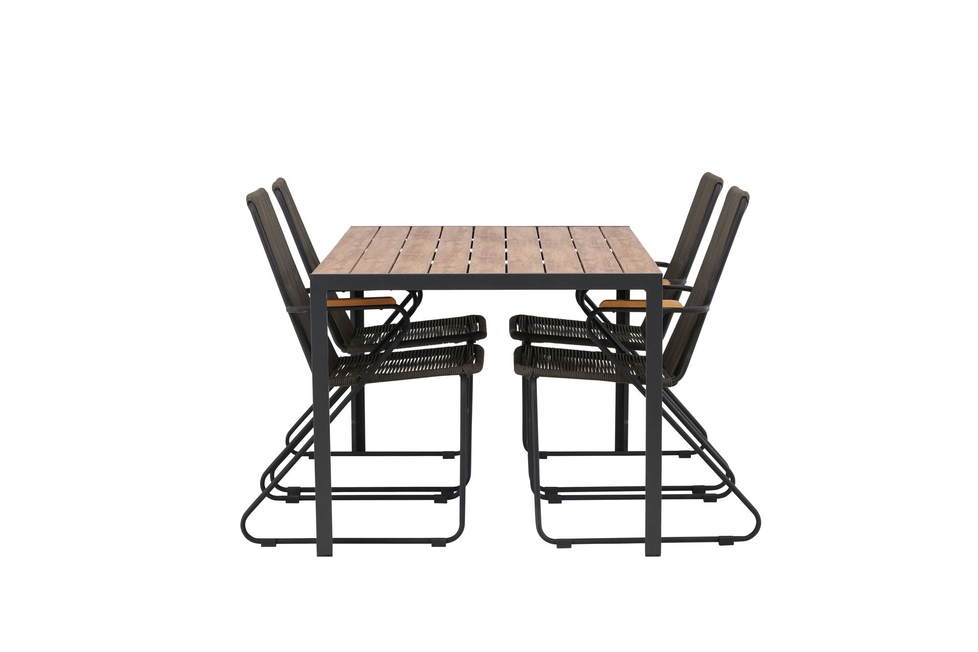 Venture Home Break Diningbord Alumnium - Black / Nature Rectangular 90*150* +Bois Diningchair Steel - Black / Dark Grey Rope _4