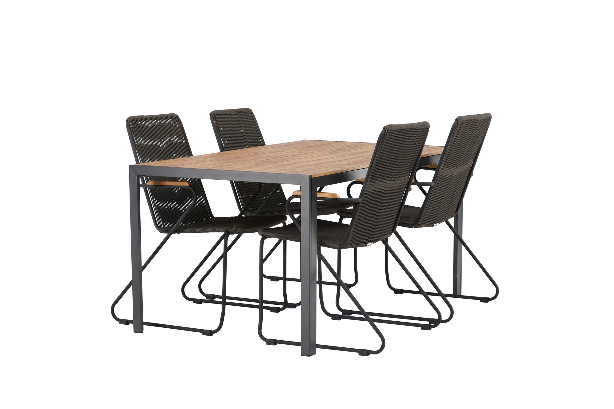 Venture Home Break Diningbord Alumnium - Black / Nature Rectangular 90*150* +Bois Diningchair Steel - Black / Dark Grey Rope _4
