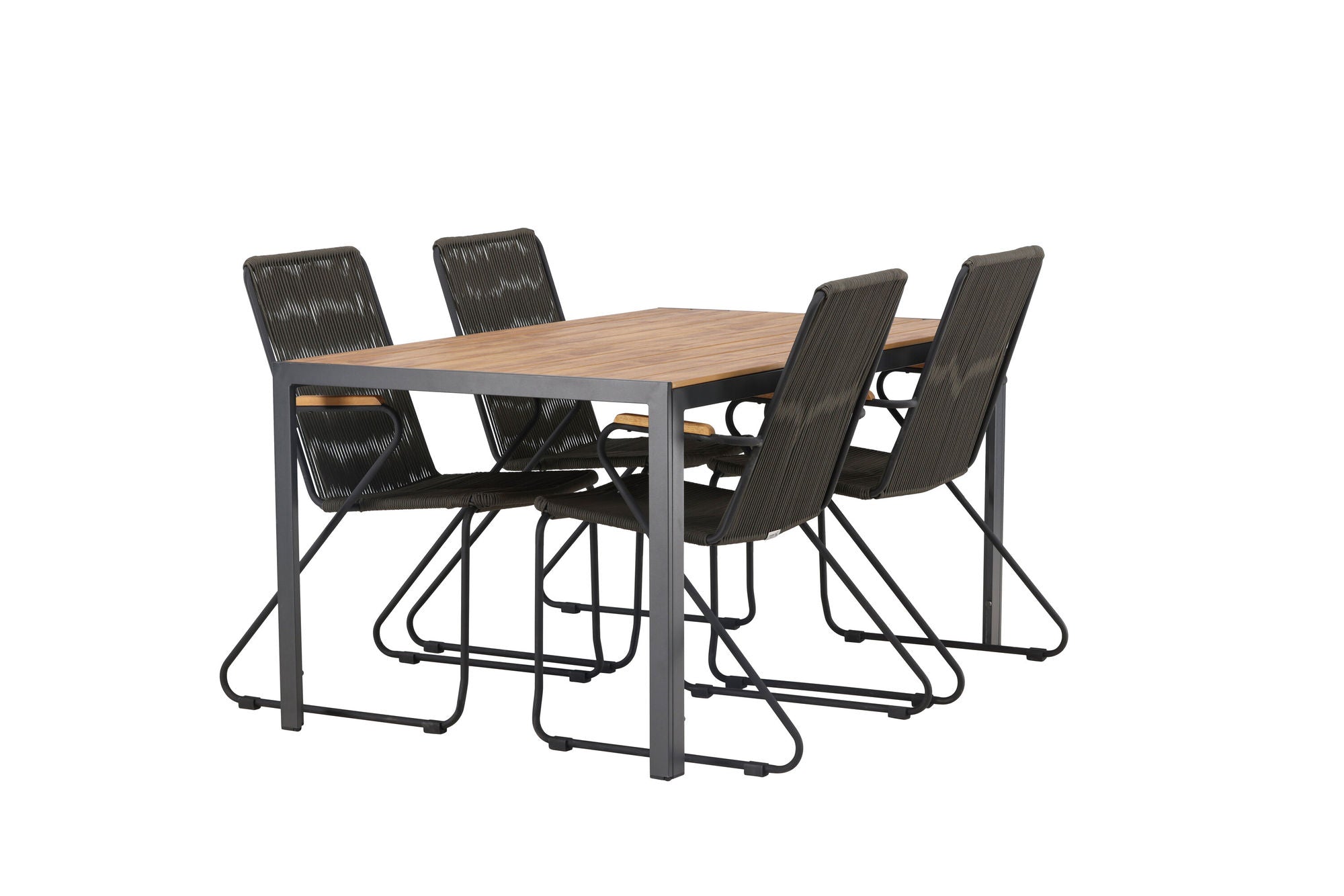 Venture Home Break Diningbord Alumnium - Black / Nature Rectangular 90*150* +Bois Diningchair Steel - Black / Dark Grey Rope _4
