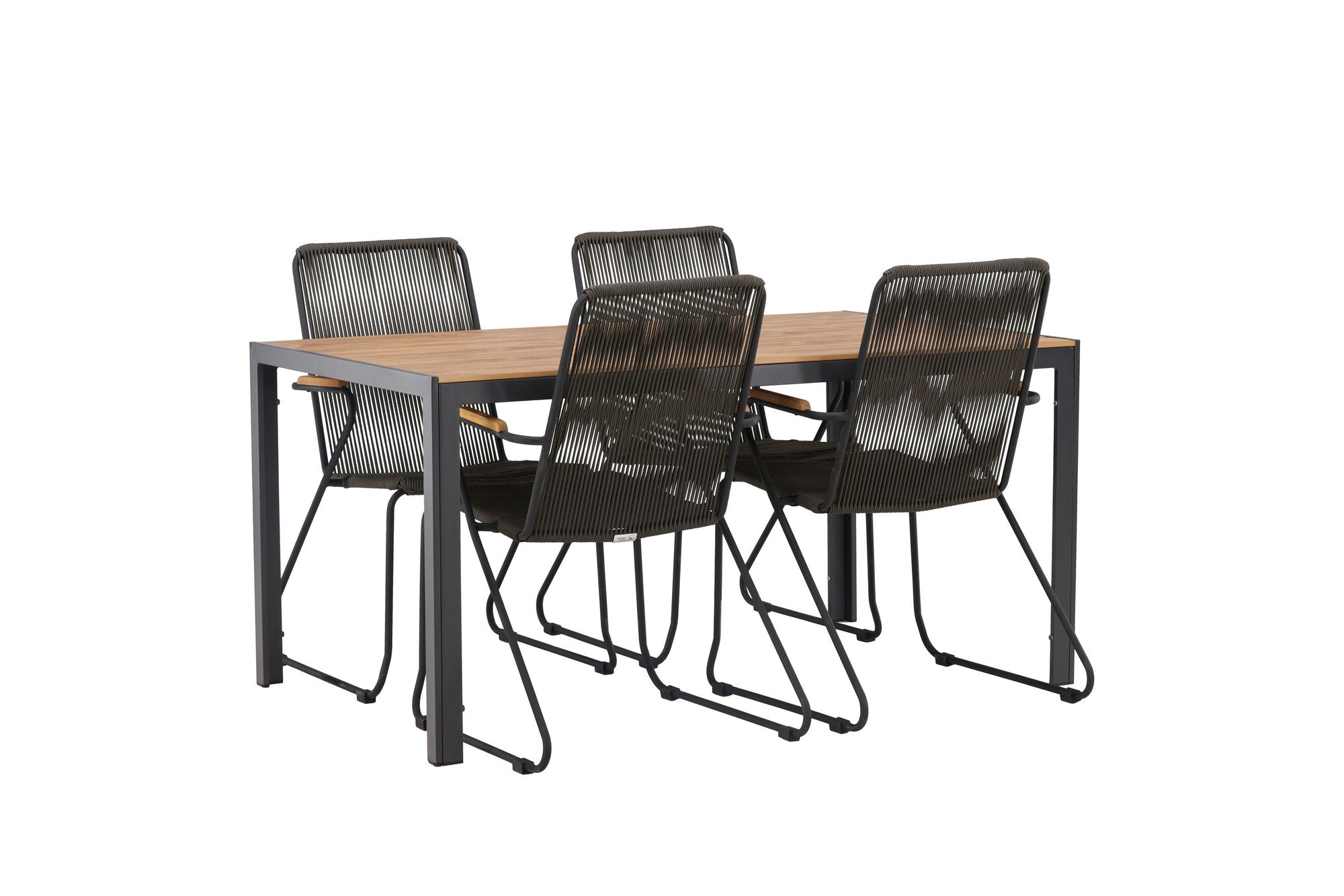 Venture Home Break Diningbord Alumnium - Black / Nature Rectangular 90*150* +Bois Diningchair Steel - Black / Dark Grey Rope _4