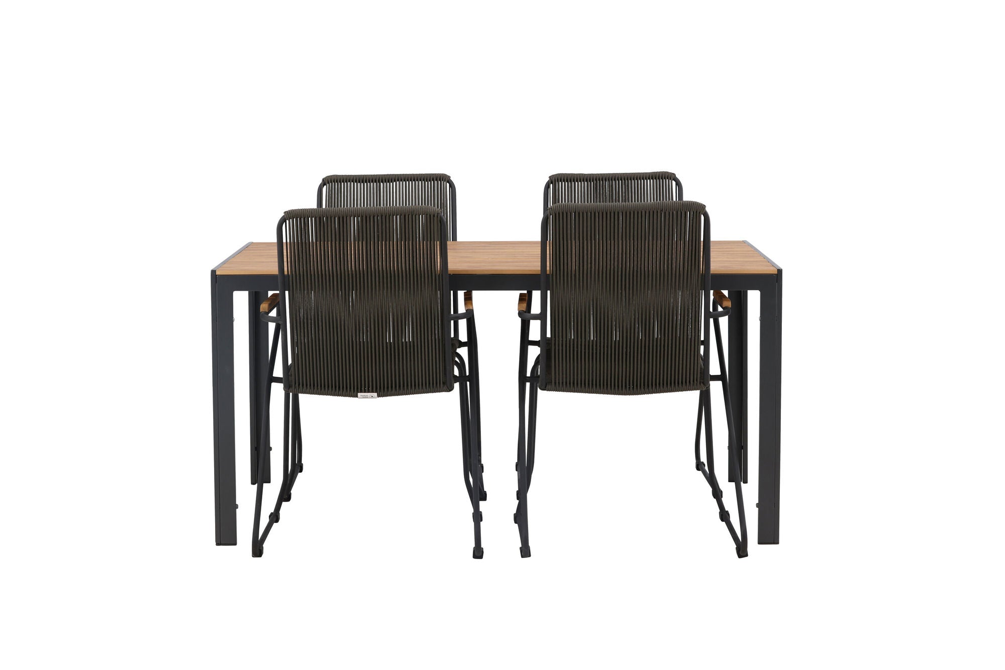 Venture Home Break Diningbord Alumnium - Black / Nature Rectangular 90*150* +Bois Diningchair Steel - Black / Dark Grey Rope _4
