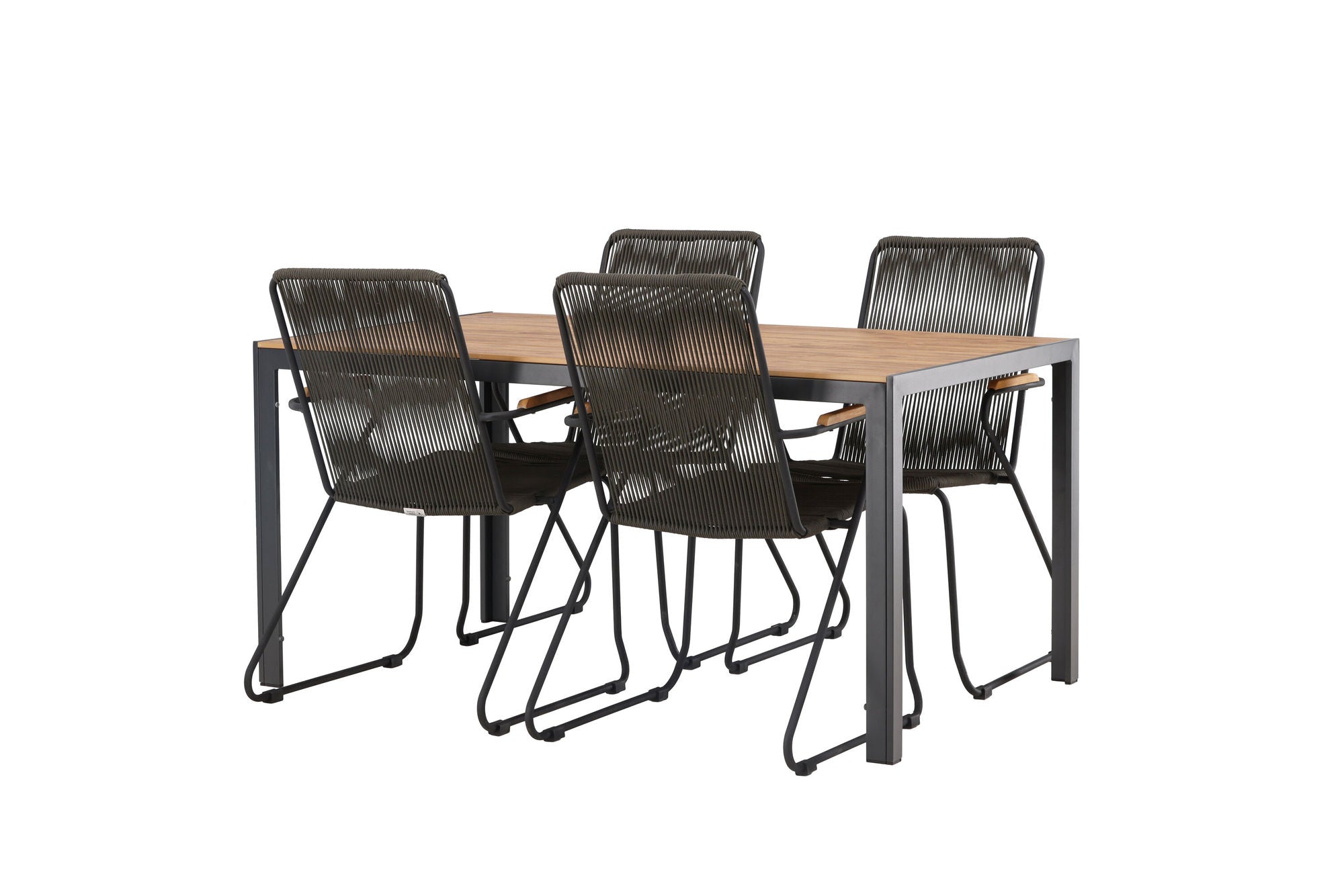Venture Home Break Diningbord Alumnium - Black / Nature Rectangular 90*150* +Bois Diningchair Steel - Black / Dark Grey Rope _4