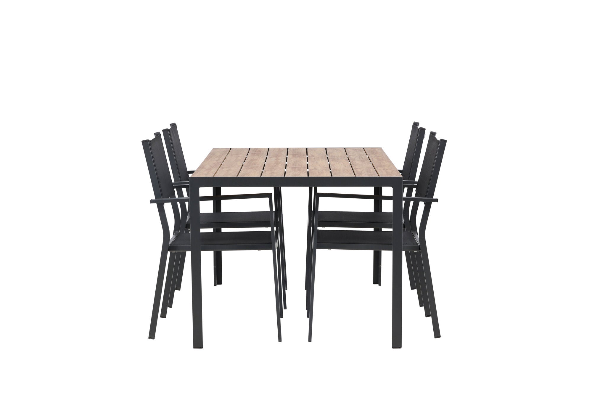 Venture Home Break Diningbord Alumnium - Black / Nature Rectangular 90*150* +Copacabana Stacking stol - Black/Black - Ersätter 4131-408 _4