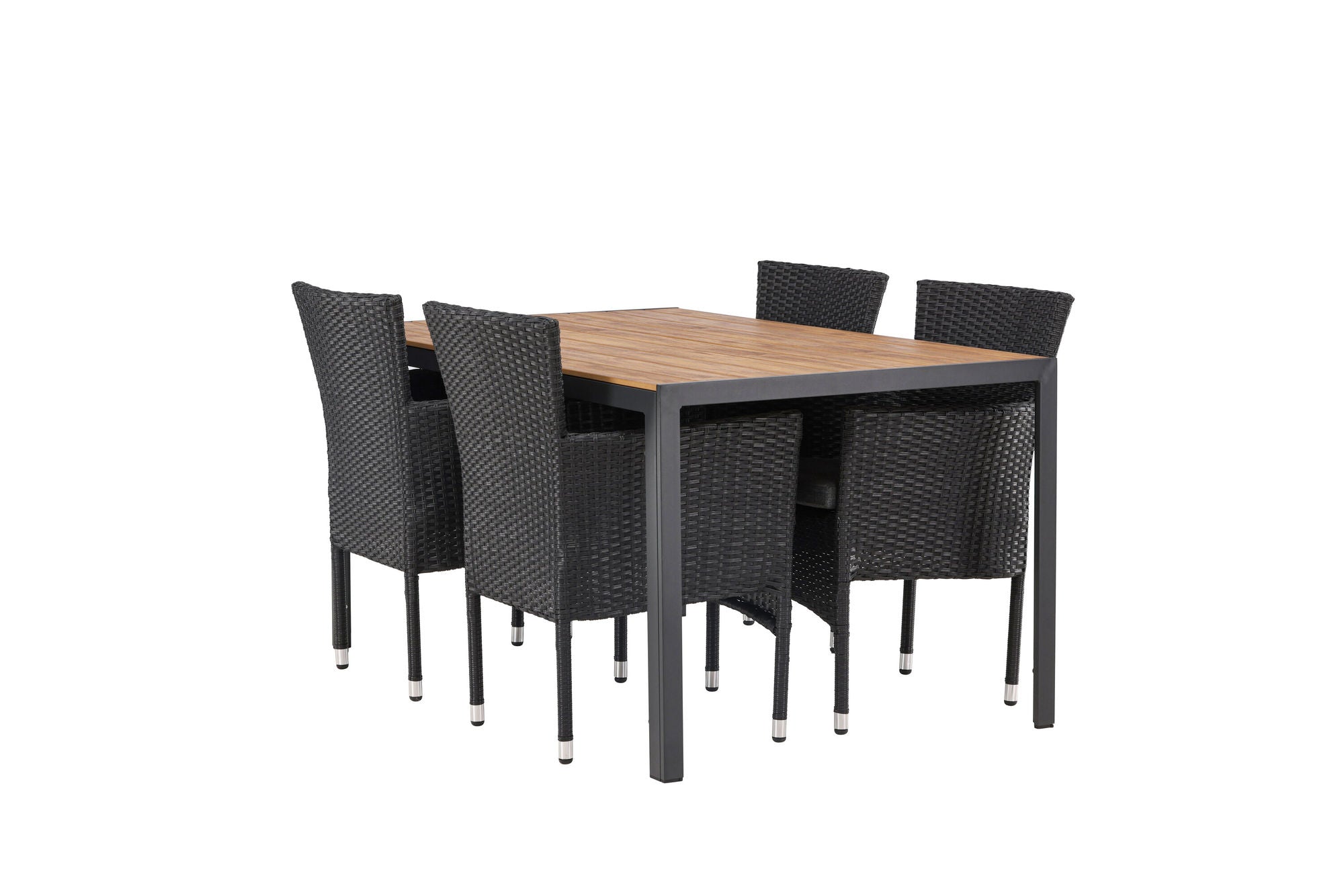 Venture Home Break Diningbord Alumnium - Black / Nature Rectangular 90*150* +Malina Diningchair Alumnium - Black / Wicker _4