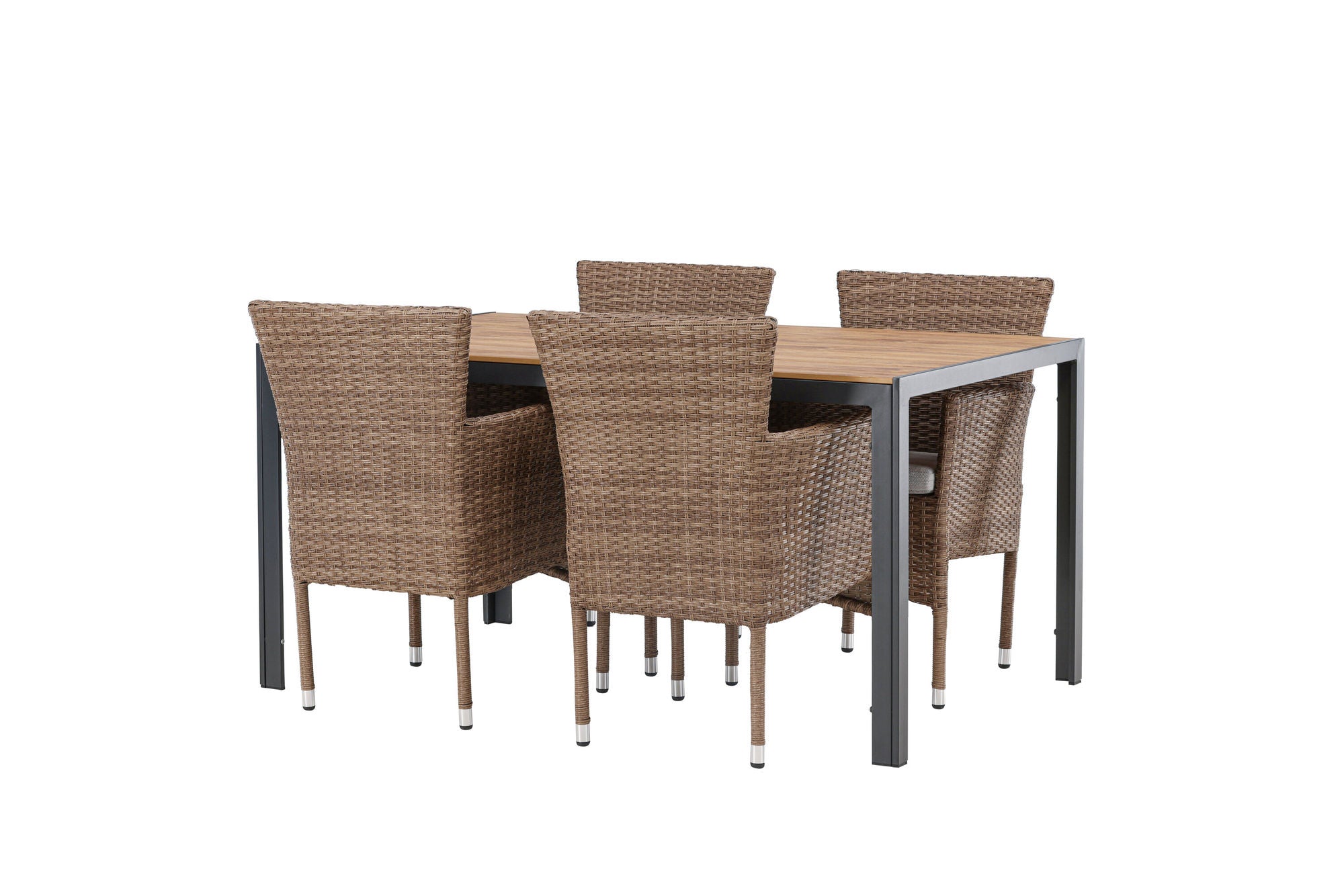 Venture Home Break Diningbord Alumnium - Black / Nature Rectangular 90*150* +Malina Diningchair Alumnium - Nature / Wicker _4