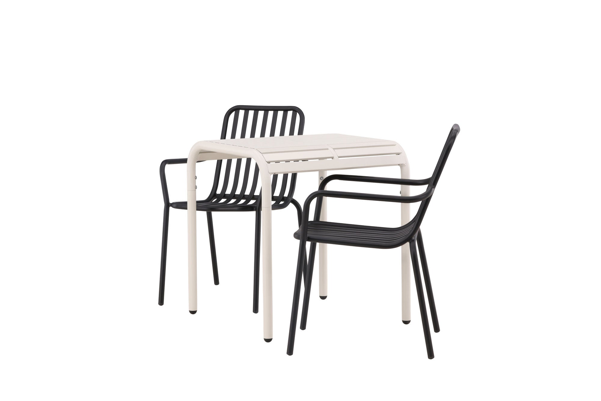 Venture Home Borneo Cafebord Aluminium - Beige / Kvadrat 70*70* +Peking Diningchair Aluminium - Black / _2