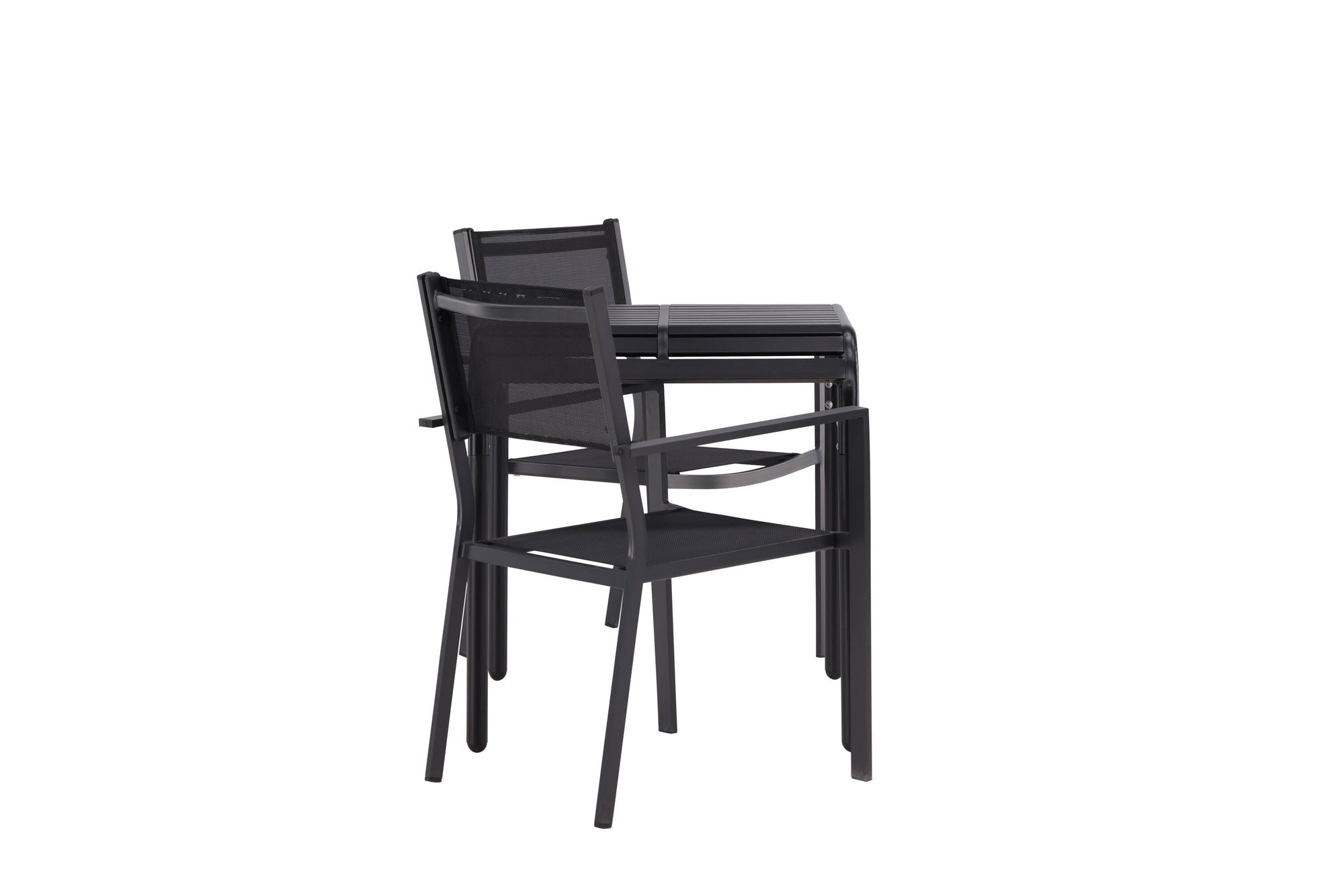 Venture Home Borneo Cafebord Aluminium - Black / Kvadrat 70*70* +Copacabana Stacking stol - Black/Black - Ersätter 4131-408 _2