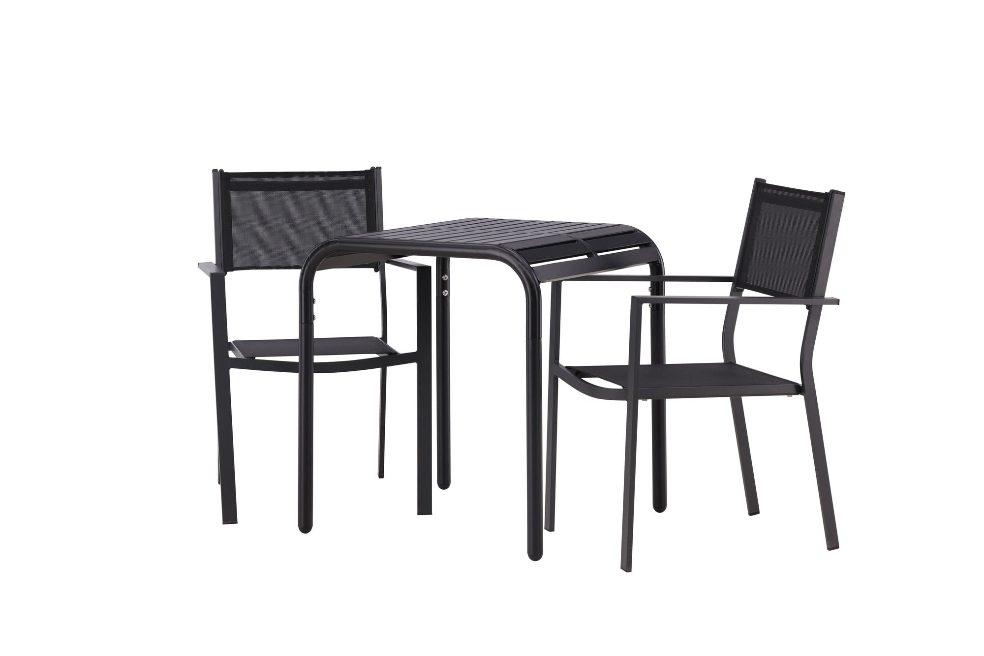 Venture Home Borneo Cafebord Aluminium - Black / Kvadrat 70*70* +Copacabana Stacking stol - Black/Black - Ersätter 4131-408 _2