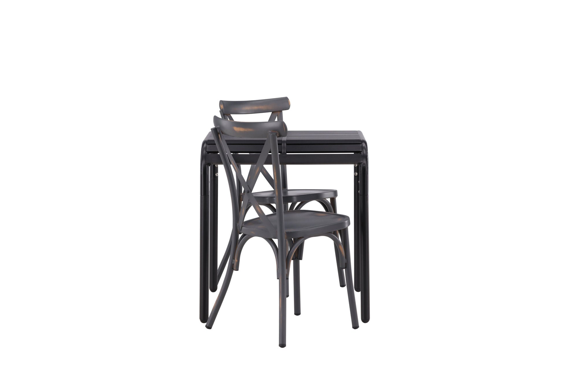 Venture Home Borneo Cafebord Aluminium - Black / Kvadrat 70*70* +Tablas Diningchair Aluminium - Black / _2