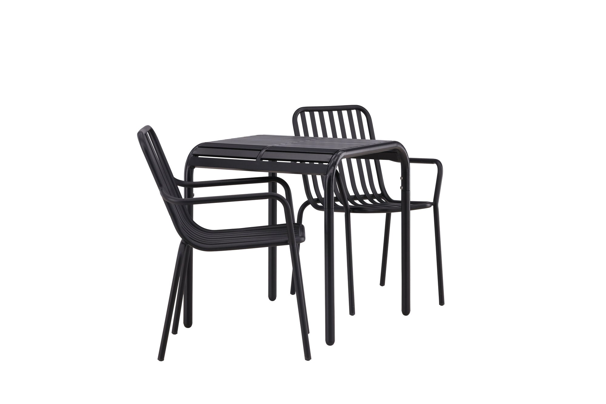 Venture Home Borneo Cafebord Aluminium - Black / Kvadrat 70*70* +Peking Diningchair Aluminium - Black / _2