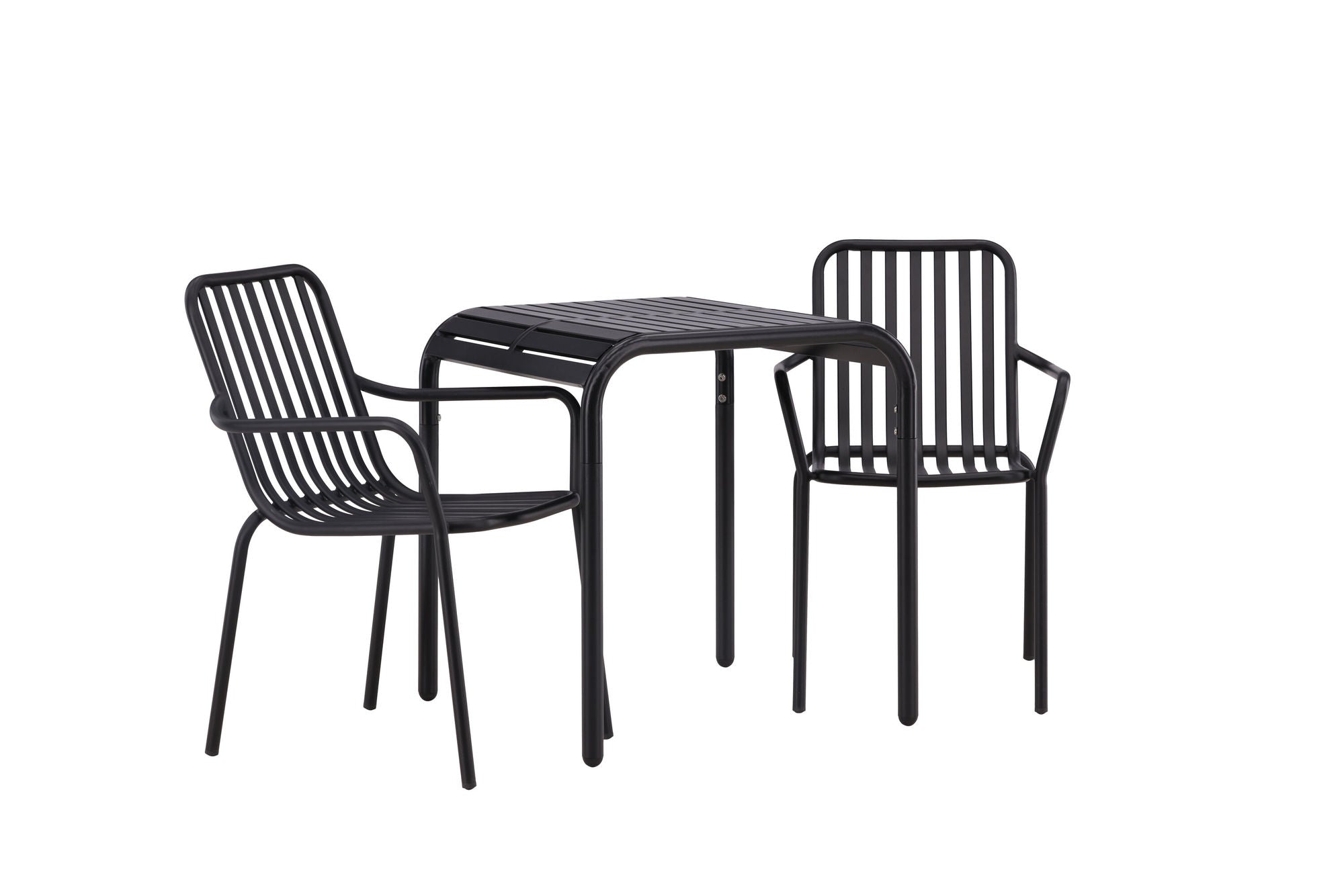 Venture Home Borneo Cafebord Aluminium - Black / Kvadrat 70*70* +Peking Diningchair Aluminium - Black / _2