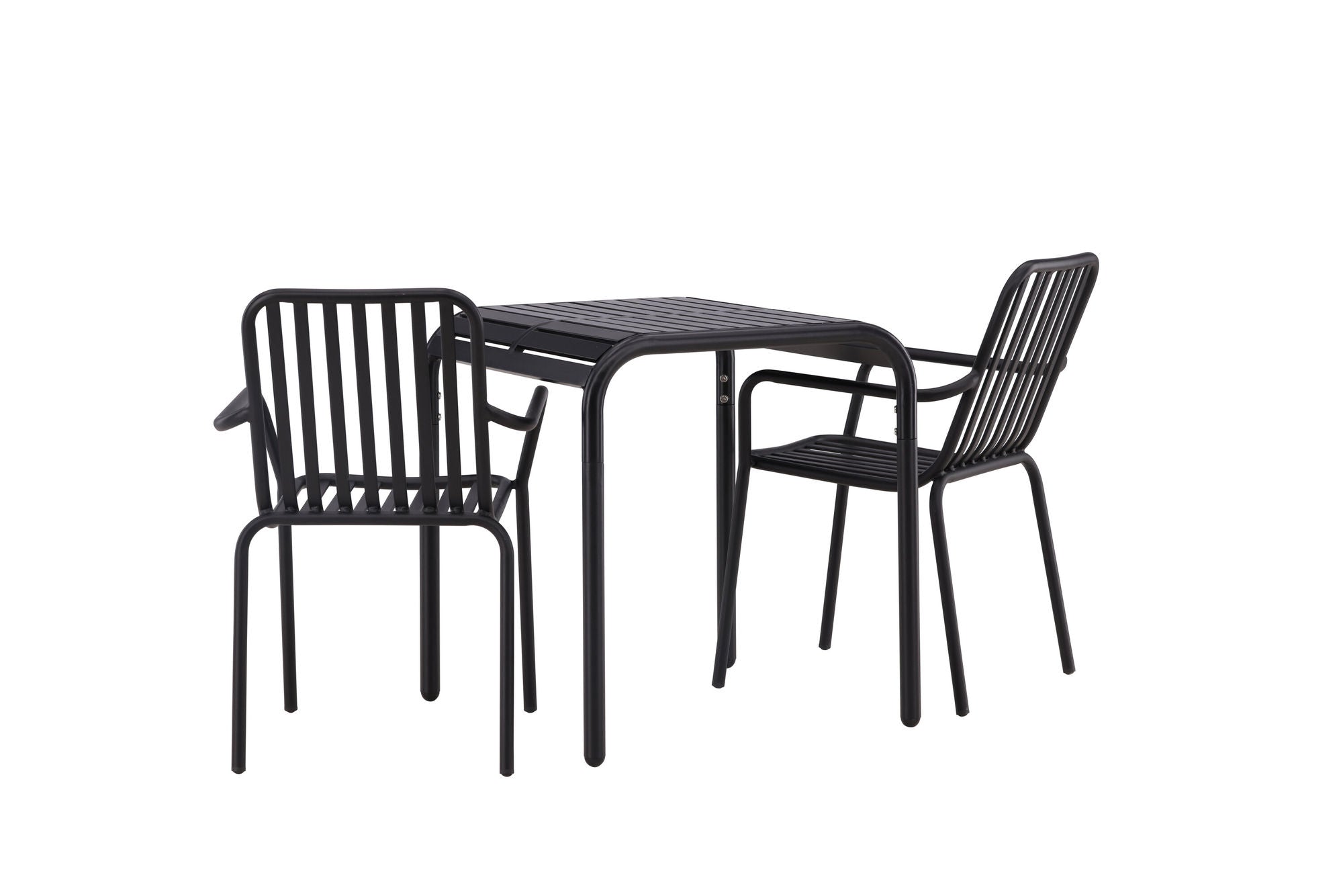Venture Home Borneo Cafebord Aluminium - Black / Kvadrat 70*70* +Peking Diningchair Aluminium - Black / _2