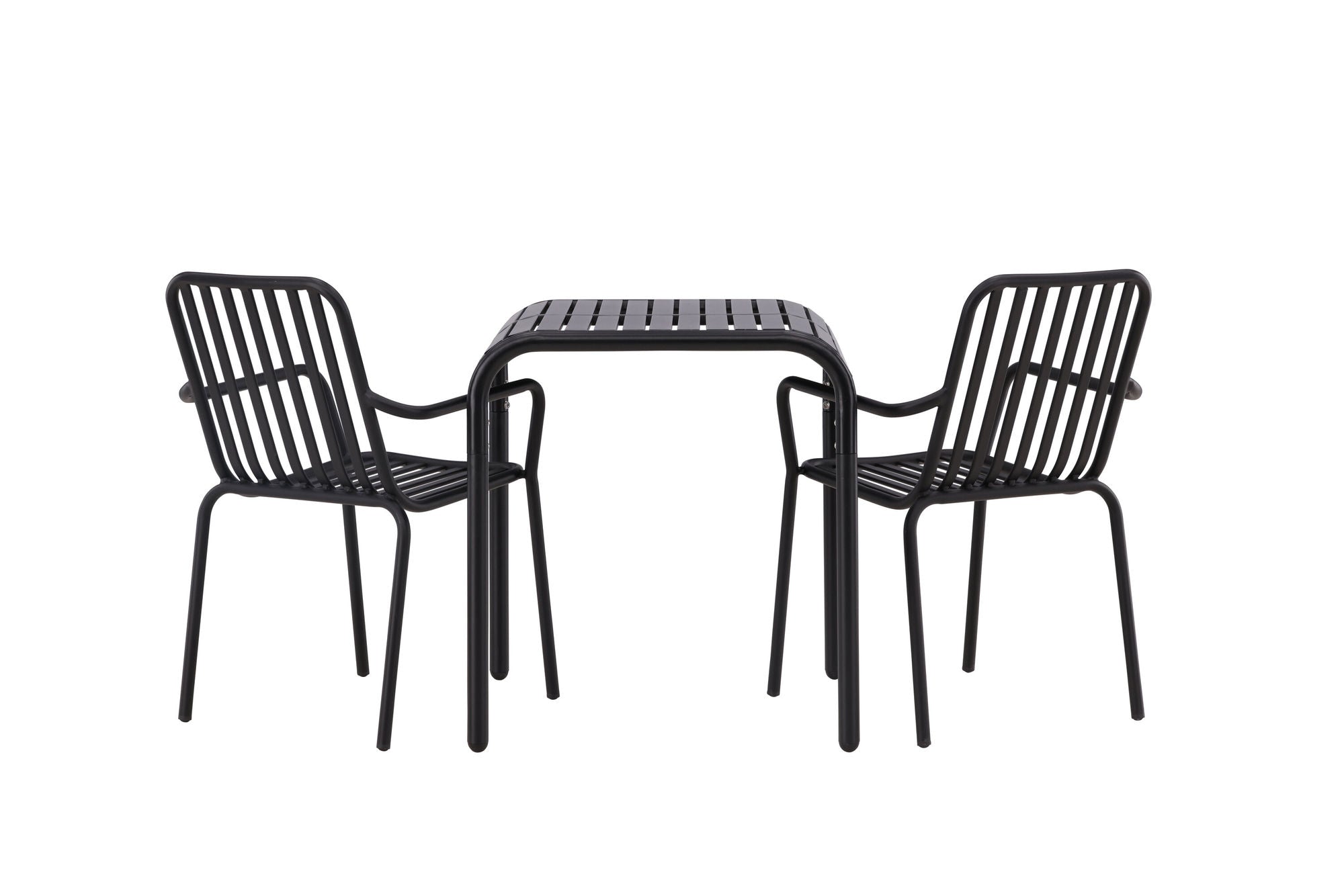 Venture Home Borneo Cafebord Aluminium - Black / Kvadrat 70*70* +Peking Diningchair Aluminium - Black / _2
