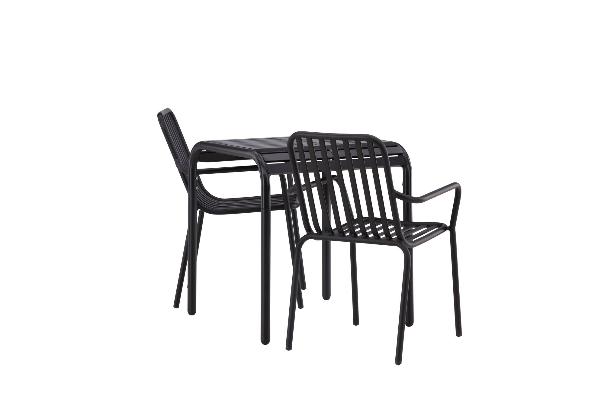 Venture Home Borneo Cafebord Aluminium - Black / Kvadrat 70*70* +Peking Diningchair Aluminium - Black / _2