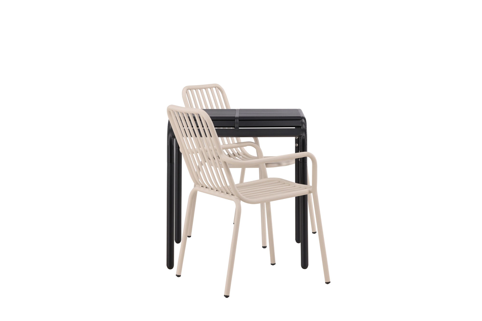 Venture Home Borneo Cafebord Aluminium - Black / Kvadrat 70*70* +Peking Diningchair Aluminium - Beige / _2