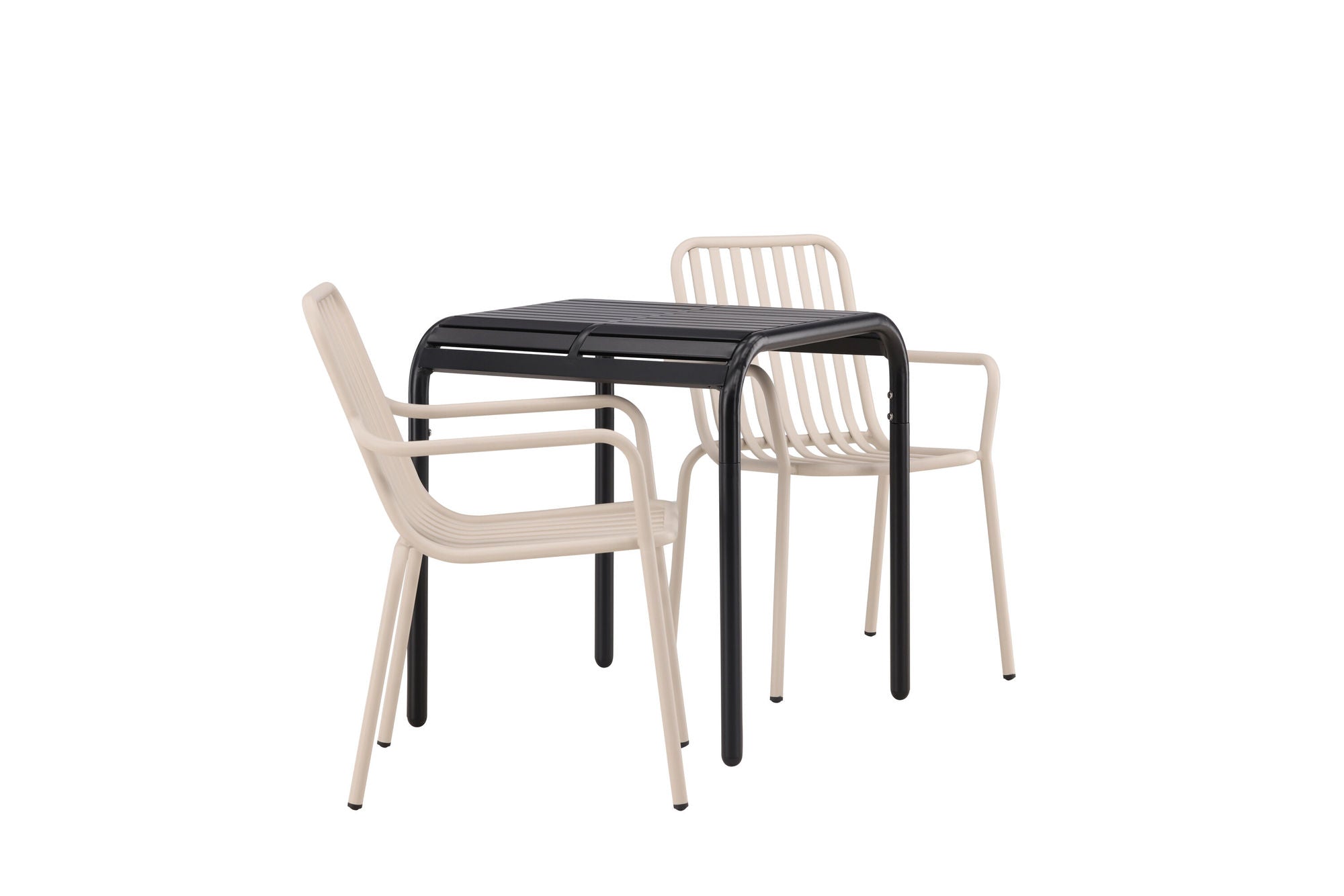 Venture Home Borneo Cafebord Aluminium - Black / Kvadrat 70*70* +Peking Diningchair Aluminium - Beige / _2